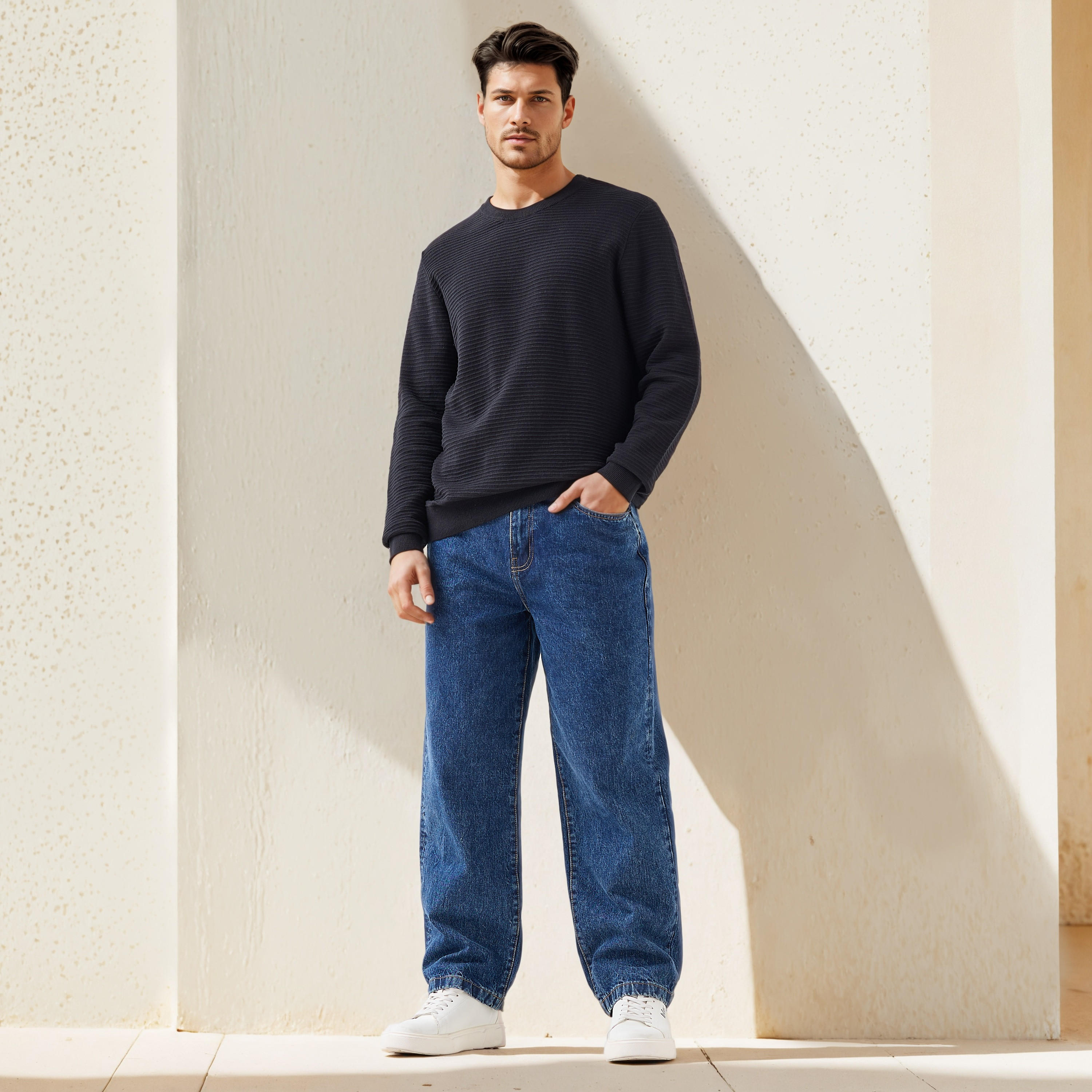 كنزة عثماني بارزة الملمس بياقة ضيقة-men-clothing-sweatersandpullovers-image-5