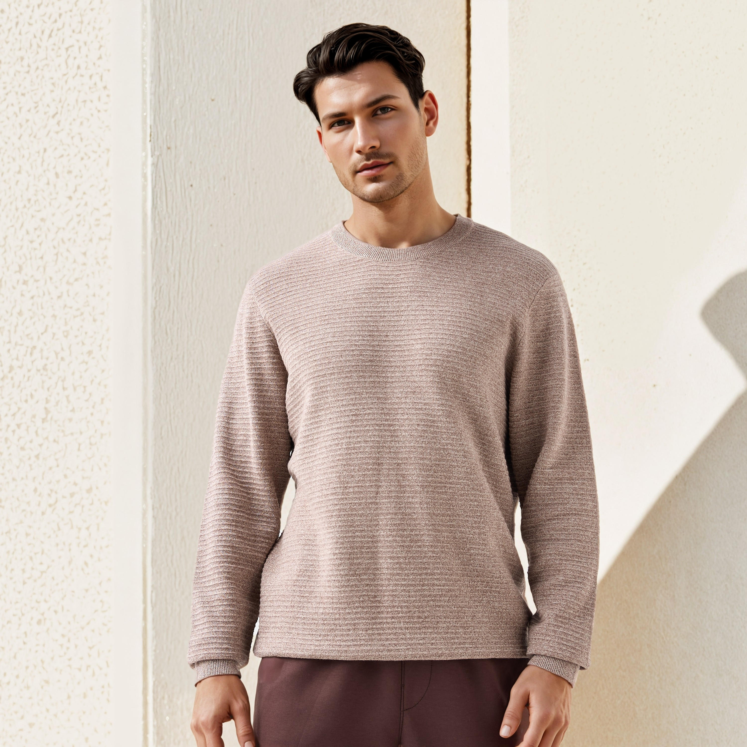 Textured Ottoman Sweater with Crew Neck-men-clothing-sweatersandpullovers-image-4