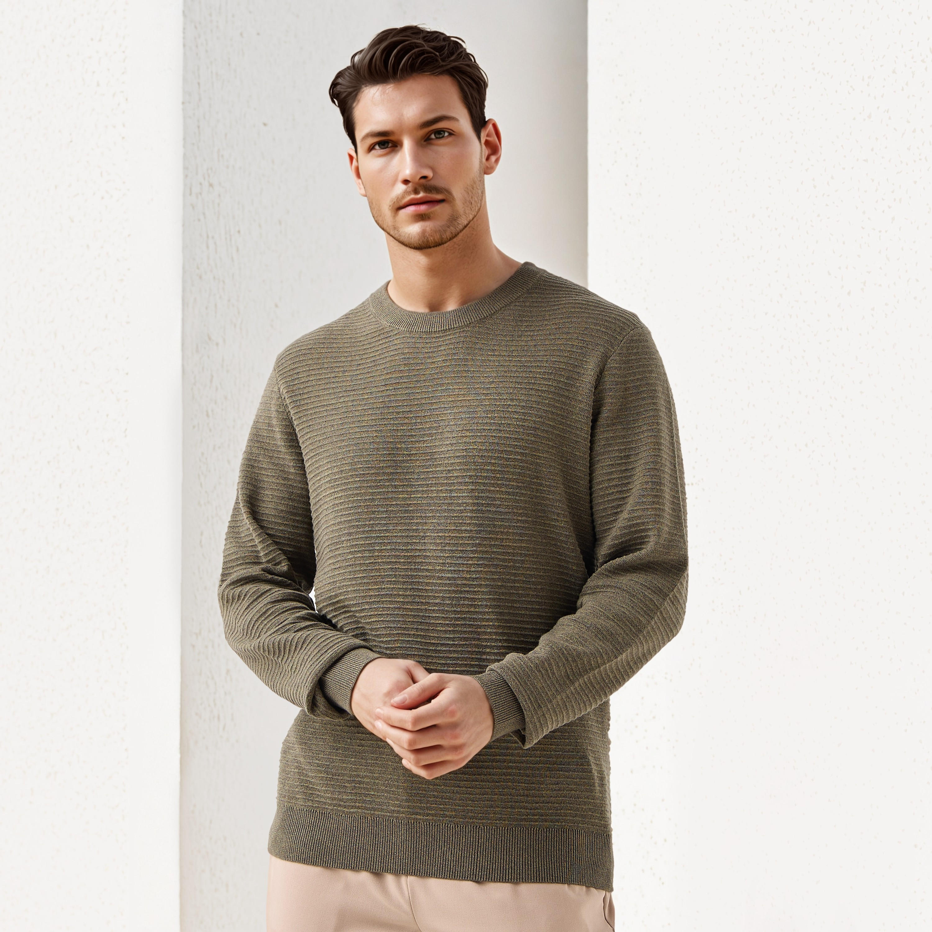 كنزة عثماني بارزة الملمس بياقة ضيقة-men-clothing-sweatersandpullovers-image-3