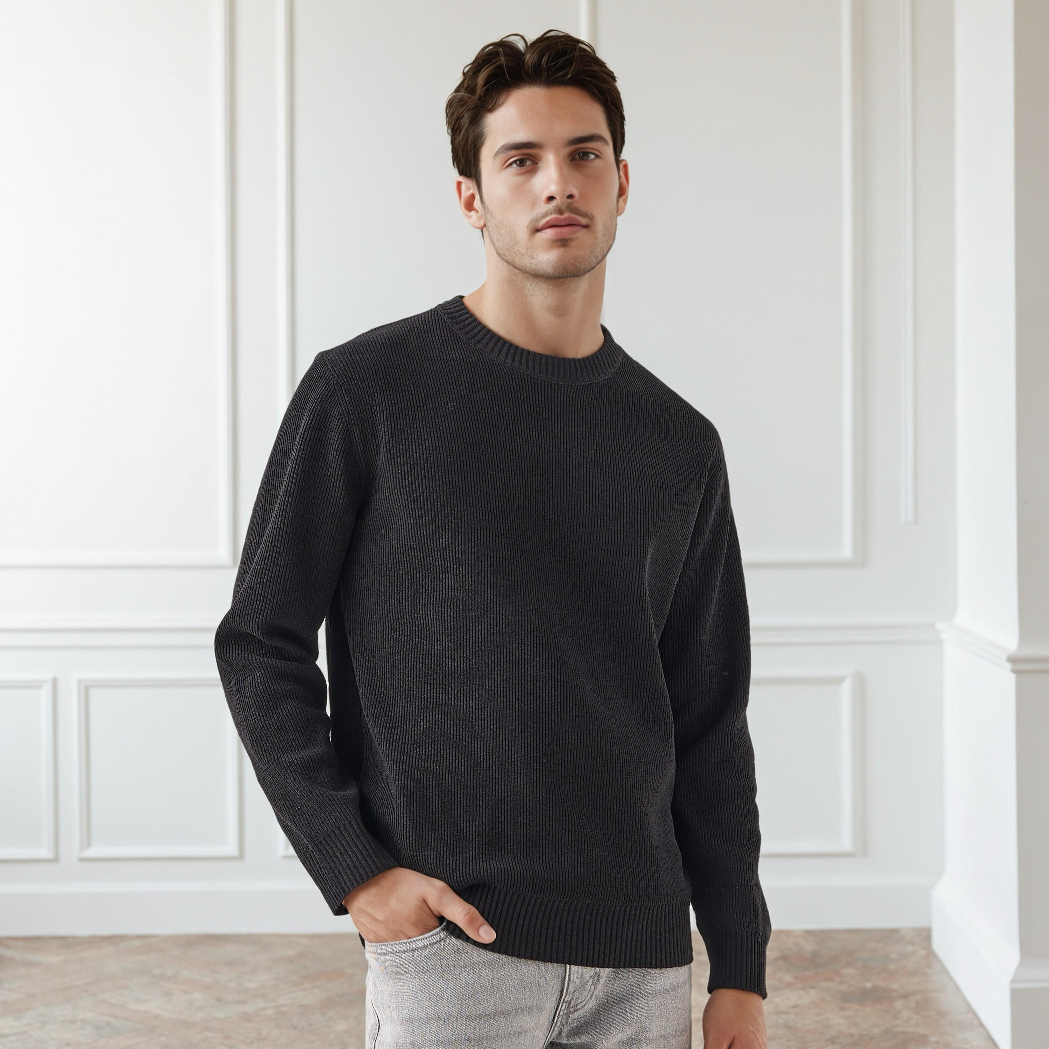 Men's Crew Neck Textured Sweater-men-clothing-sweatersandpullovers-image-1