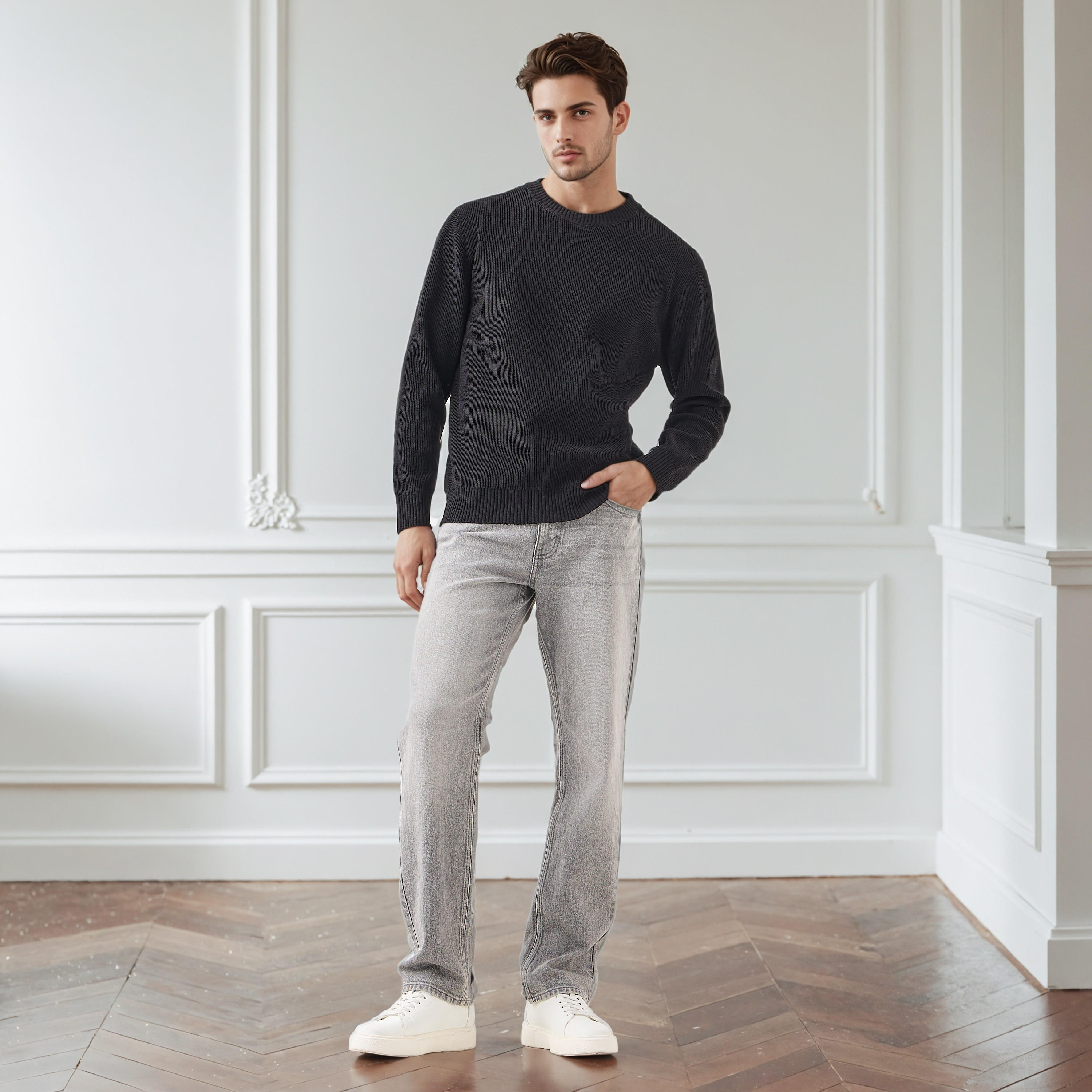 Men's Crew Neck Textured Sweater-men-clothing-sweatersandpullovers-image-2