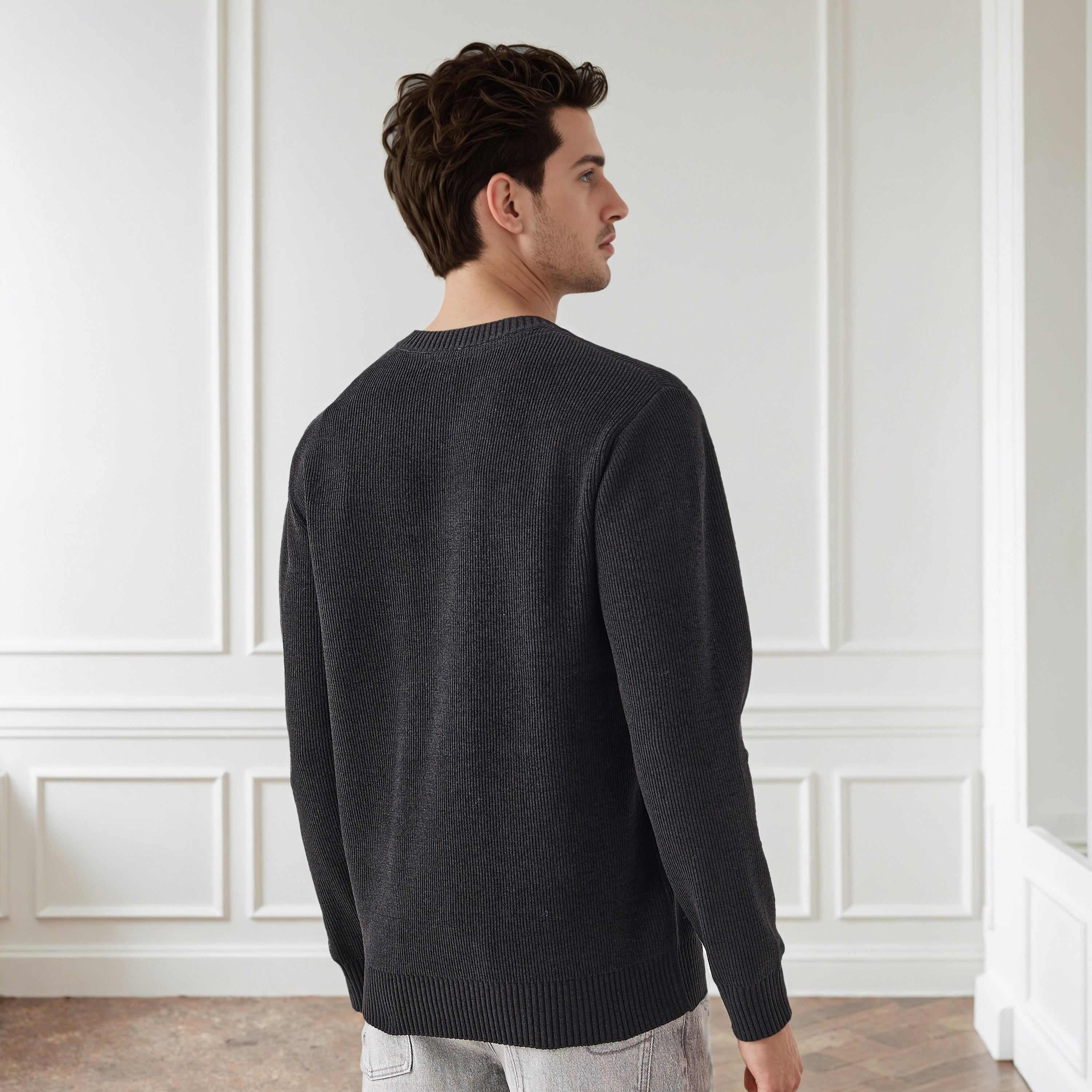 Men's Crew Neck Textured Sweater-men-clothing-sweatersandpullovers-image-3