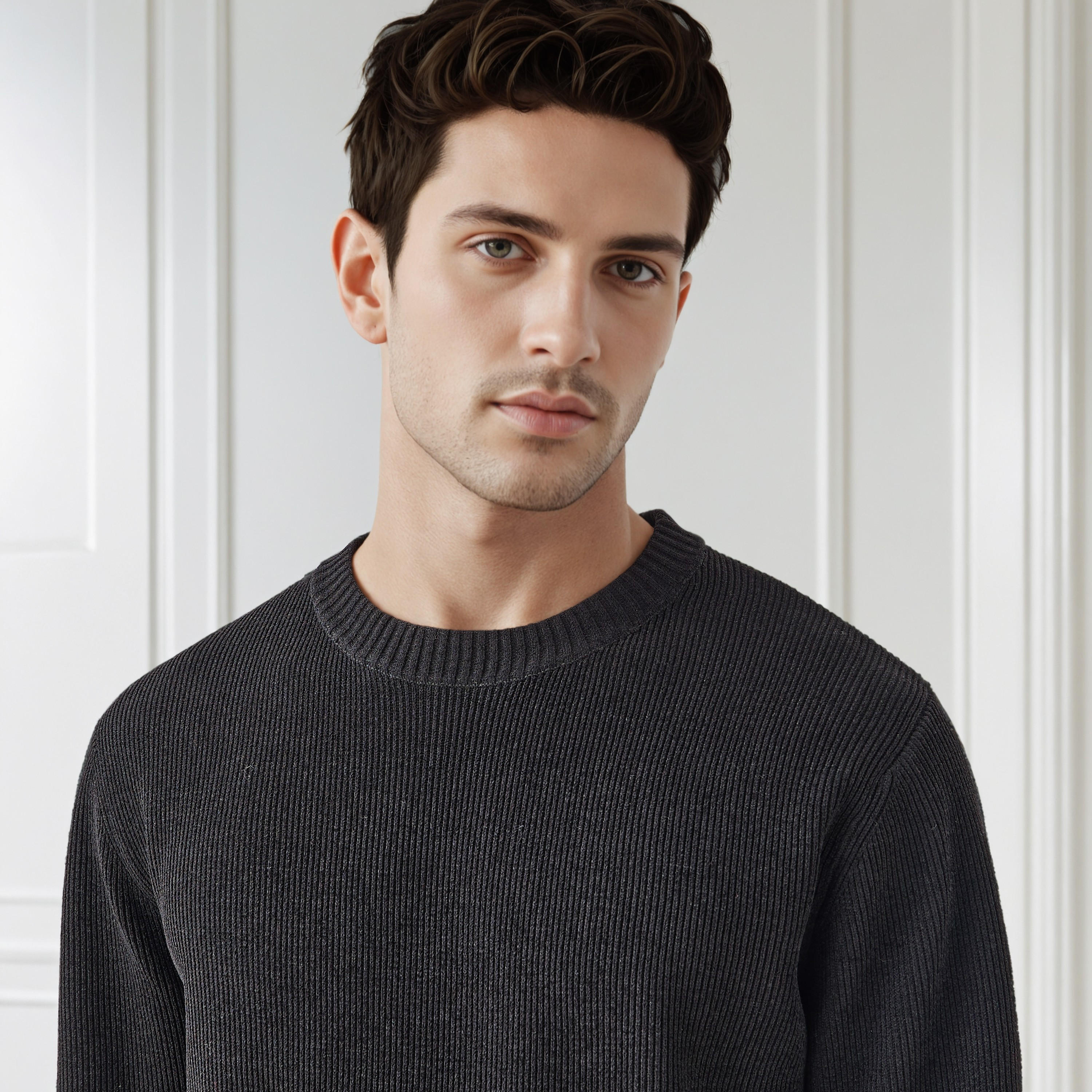 Men's Crew Neck Textured Sweater-men-clothing-sweatersandpullovers-image-4