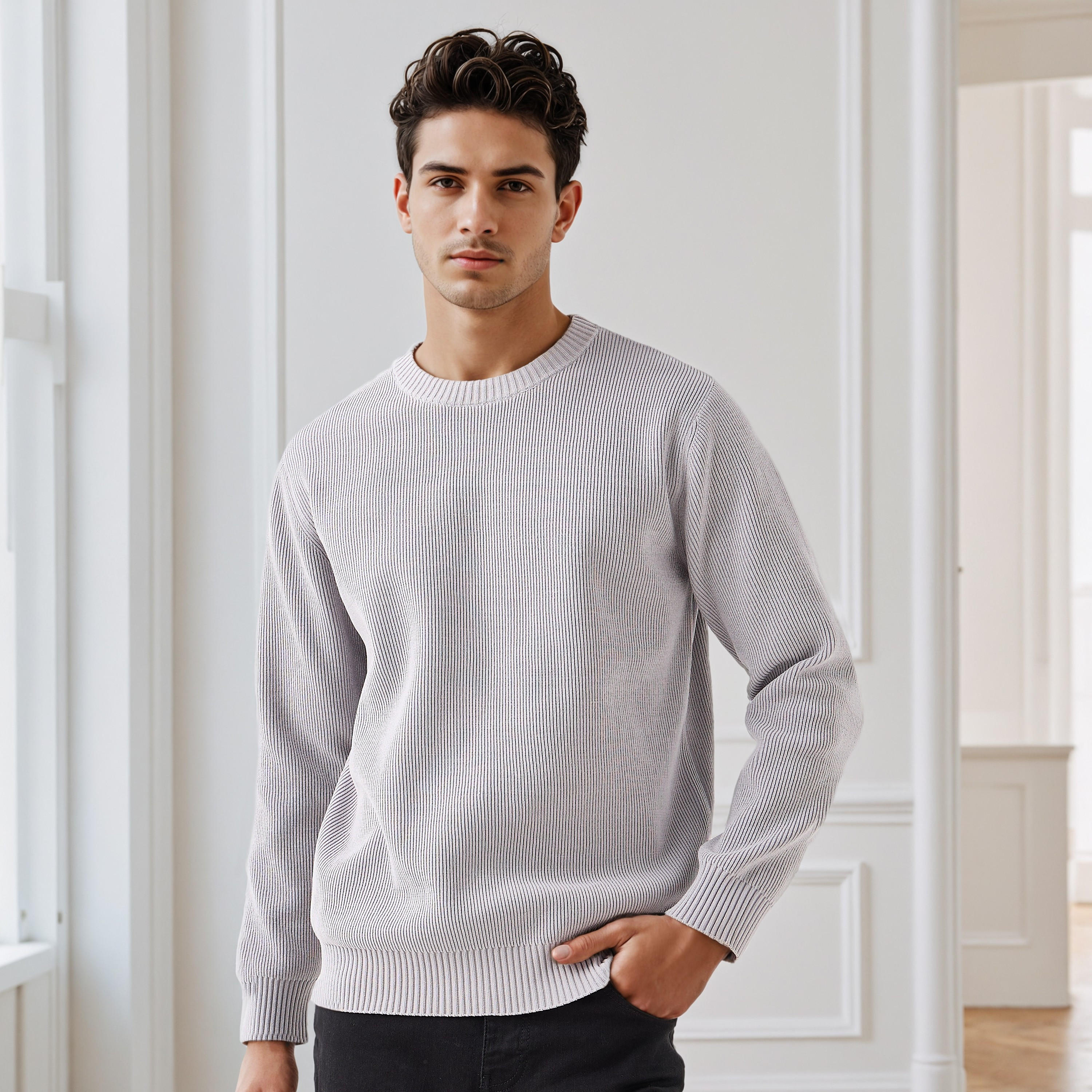 Men's Crew Neck Textured Sweater-men-clothing-sweatersandpullovers-image-1