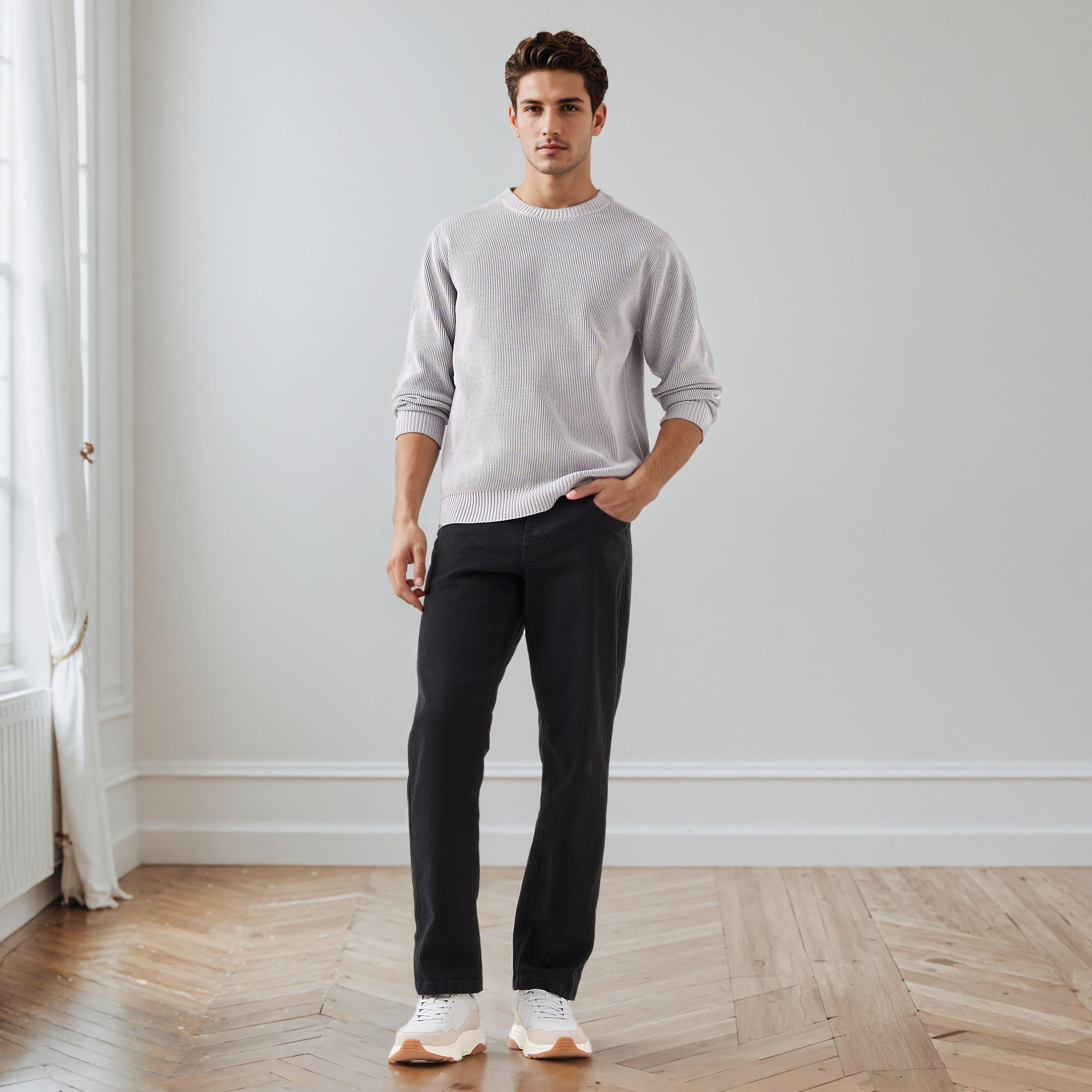 Men's Crew Neck Textured Sweater-men-clothing-sweatersandpullovers-image-2