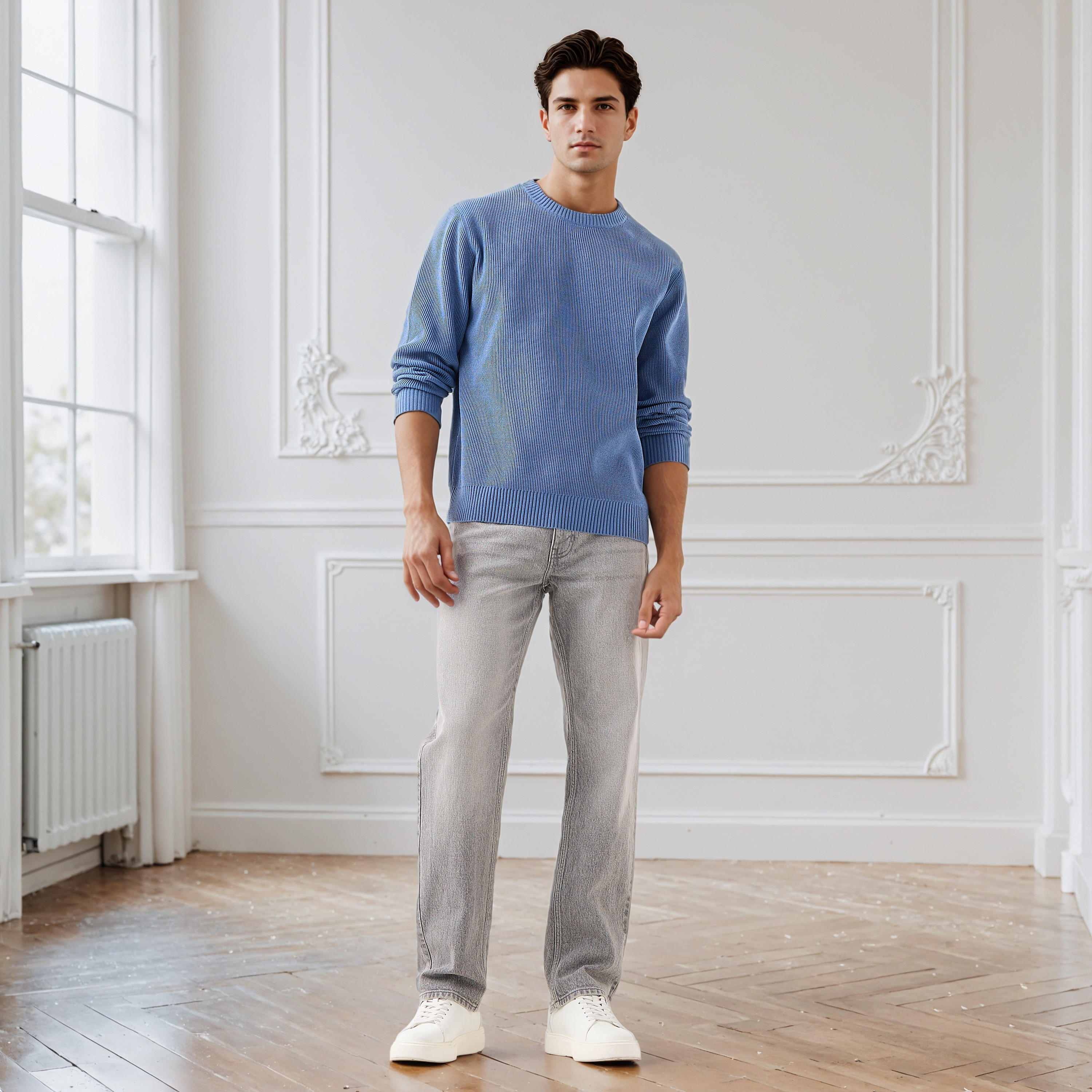 Men's Crew Neck Textured Sweater-men-clothing-sweatersandpullovers-image-2