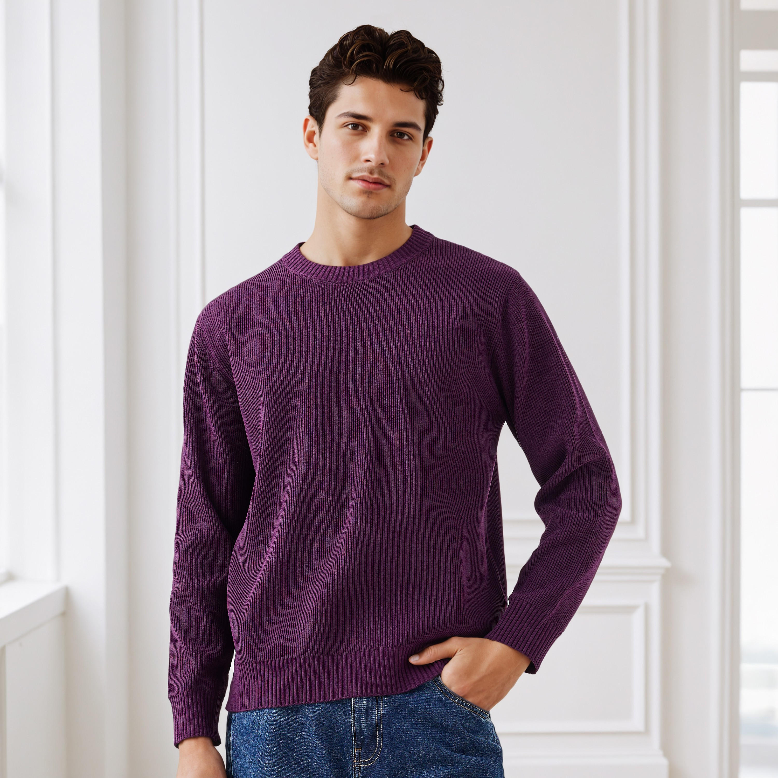 Men's Crew Neck Textured Sweater-men-clothing-sweatersandpullovers-image-1