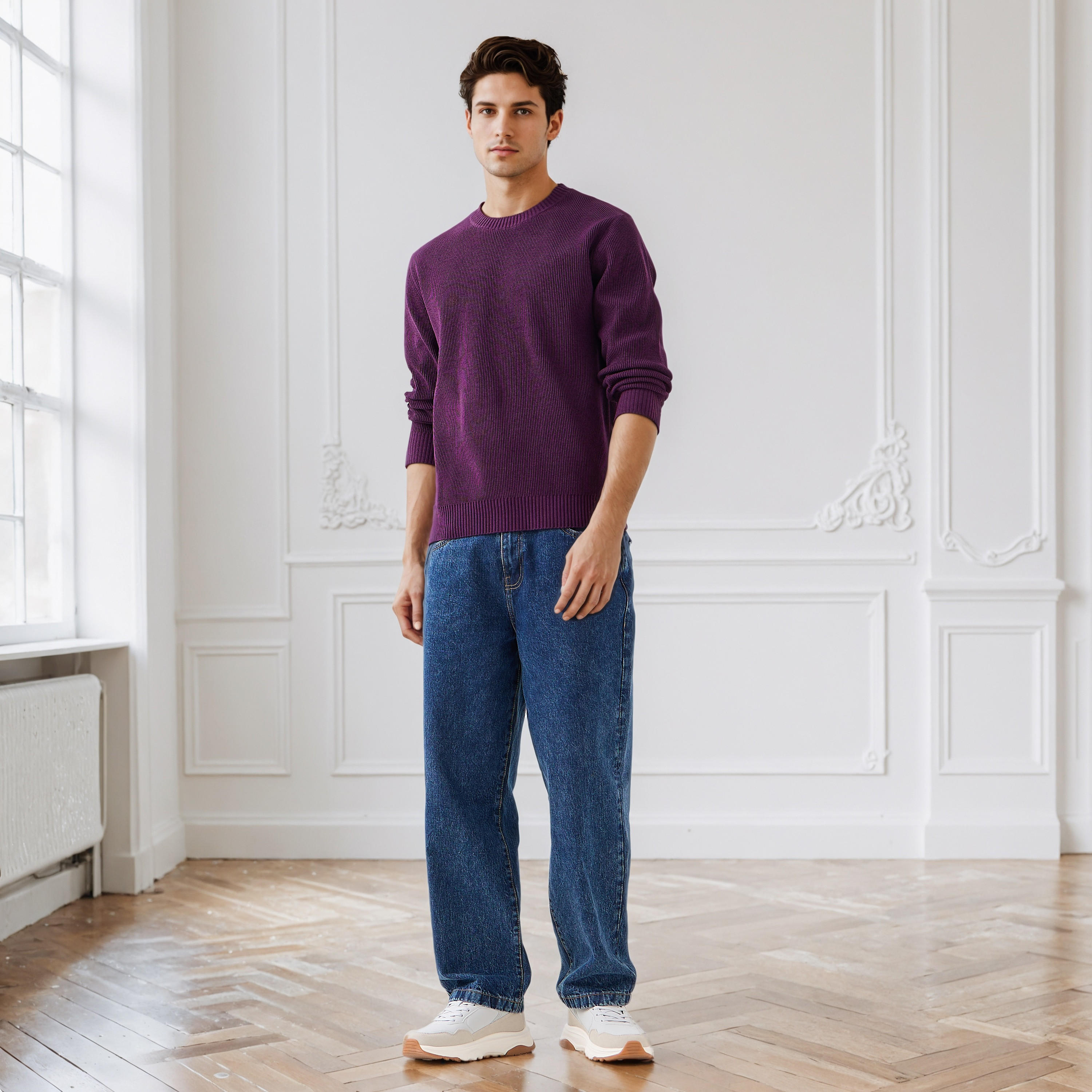 Men's Crew Neck Textured Sweater-men-clothing-sweatersandpullovers-image-2