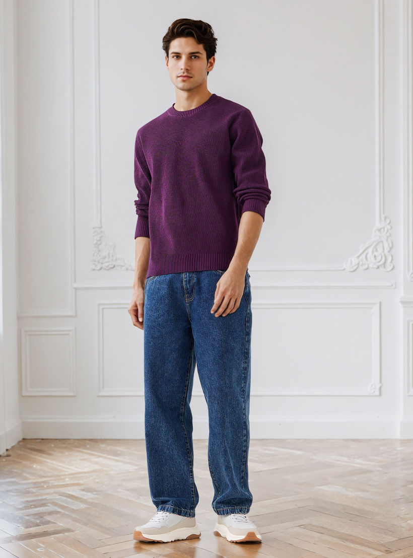 Men's Crew Neck Textured Sweater-men-clothing-sweatersandpullovers-image-2