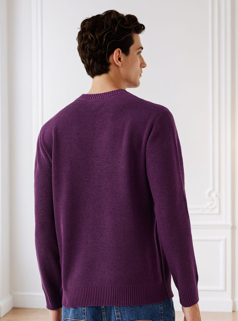 Men's Crew Neck Textured Sweater-men-clothing-sweatersandpullovers-image-4