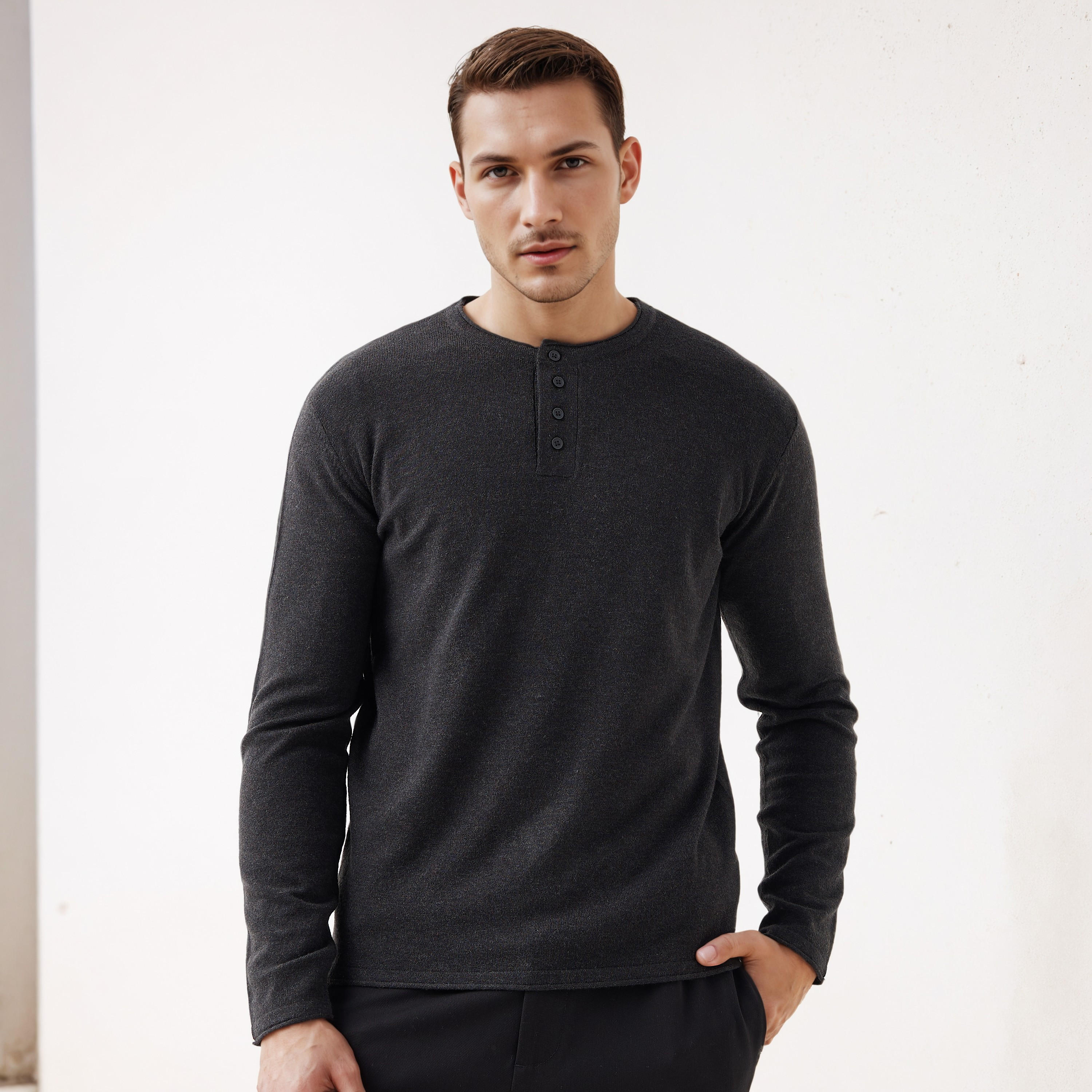 Henley Collar Sweater with Long Sleeves-men-clothing-sweatersandpullovers-image-1