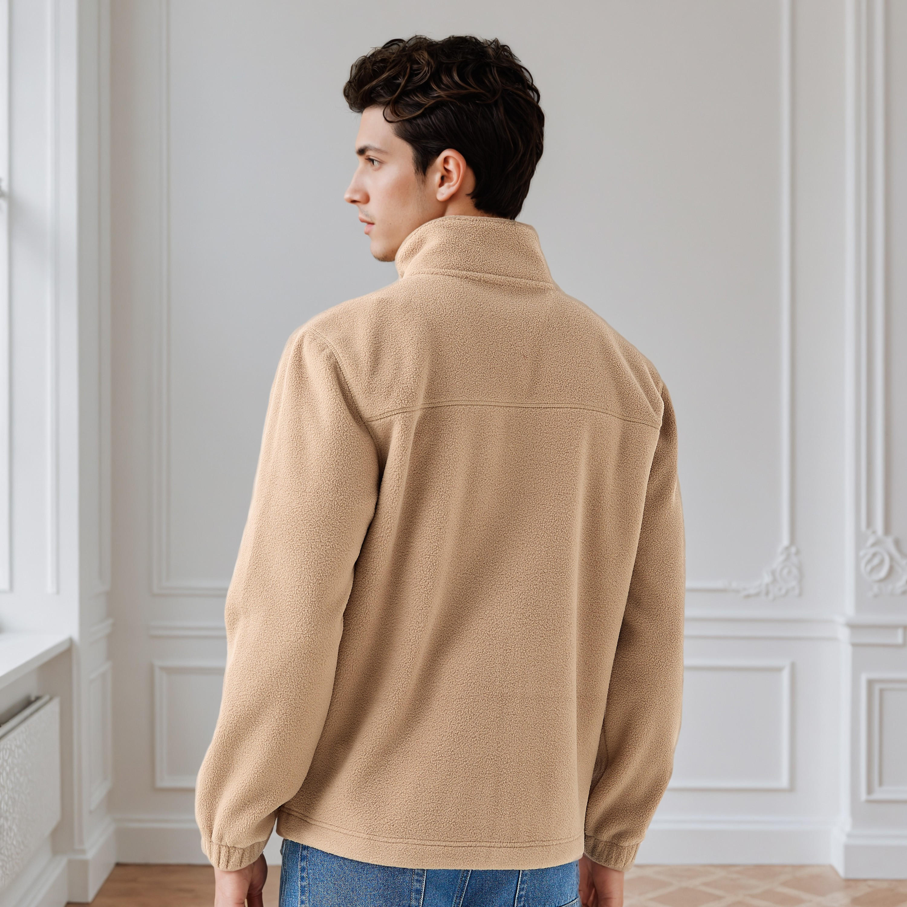 Men Regular Fit High Neck Fleece Jacket-men-clothing-jacketsandblazers-jackets-image-4