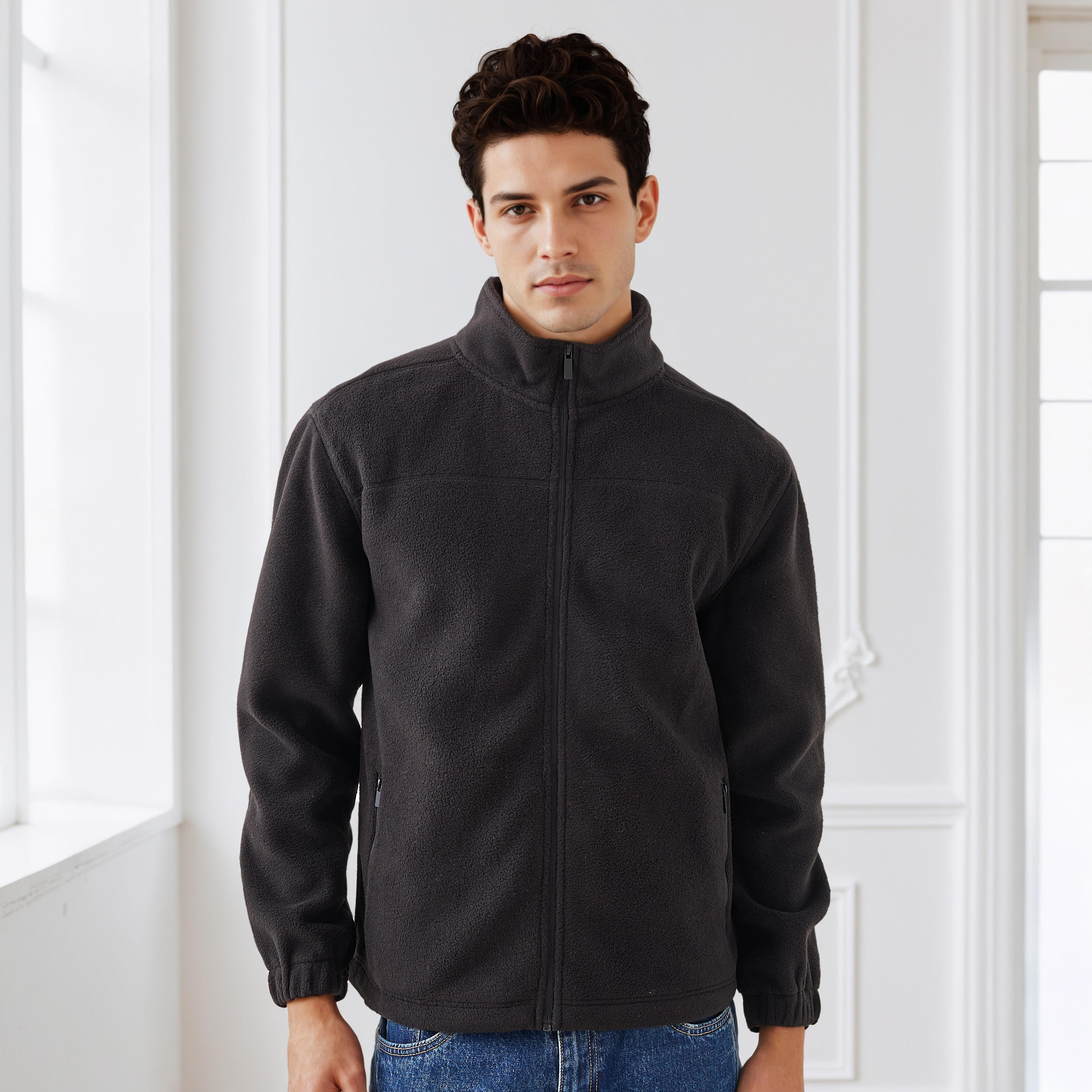 جاكيت صوف بقصّة عادية وياقة عالية للرجال-men-clothing-jacketsandblazers-jackets-image-5