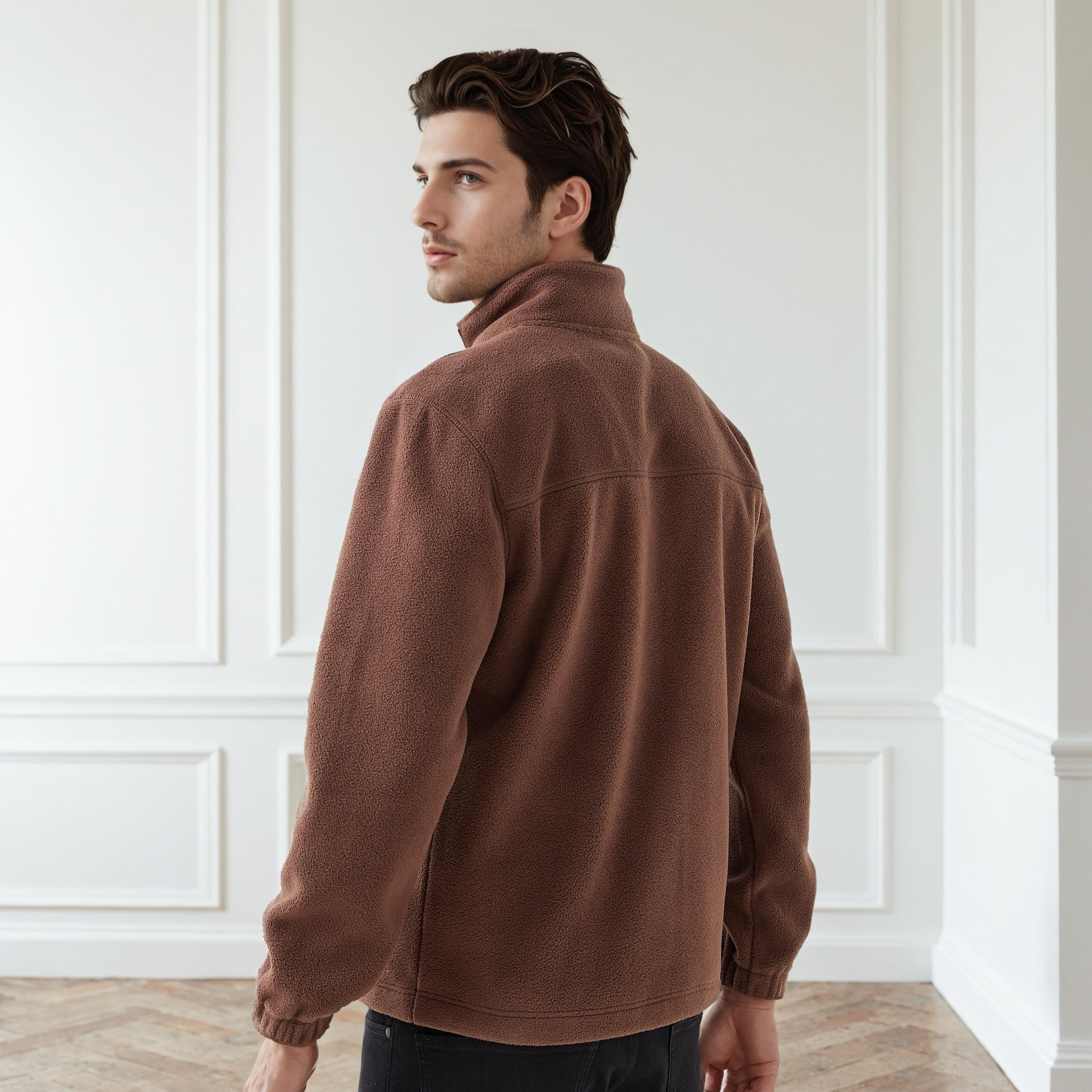 Men Regular Fit High Neck Fleece Jacket-men-clothing-jacketsandblazers-jackets-image-3