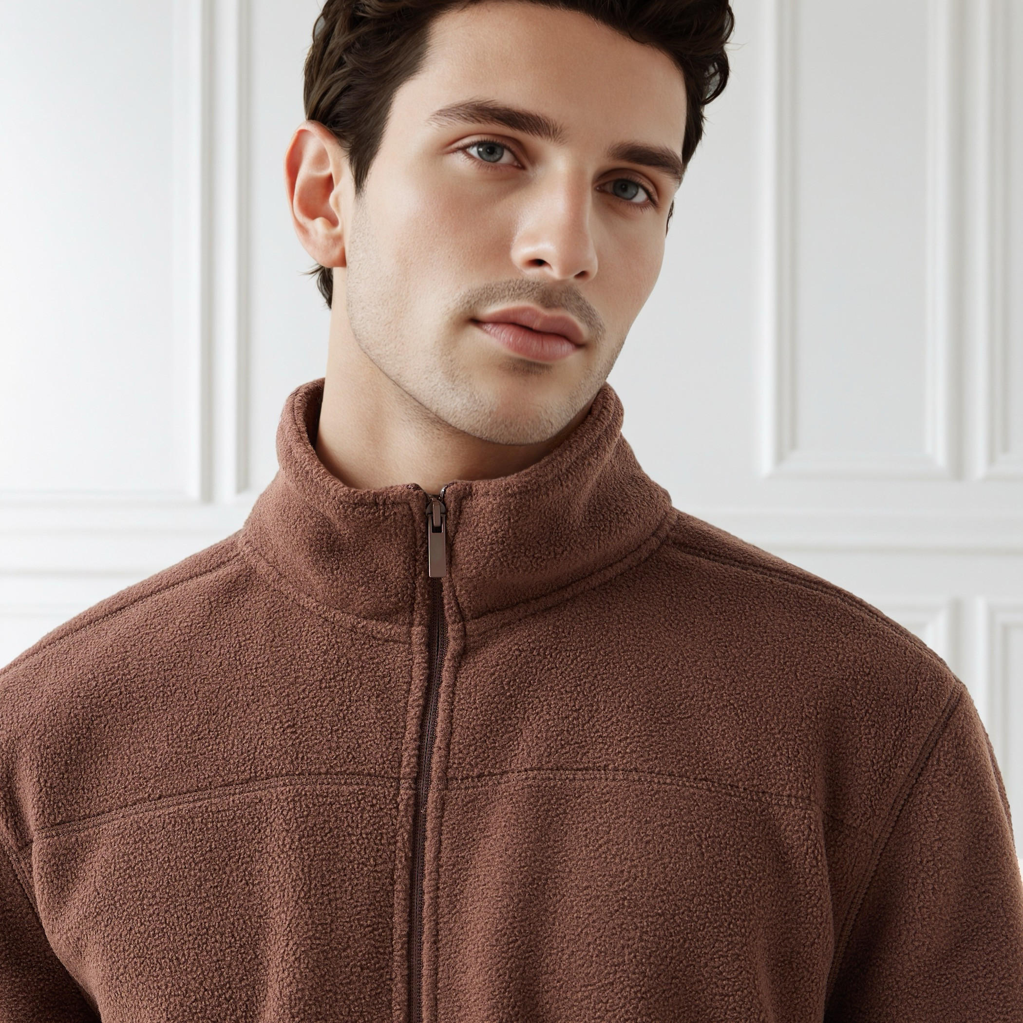 Men Regular Fit High Neck Fleece Jacket-men-clothing-jacketsandblazers-jackets-image-4