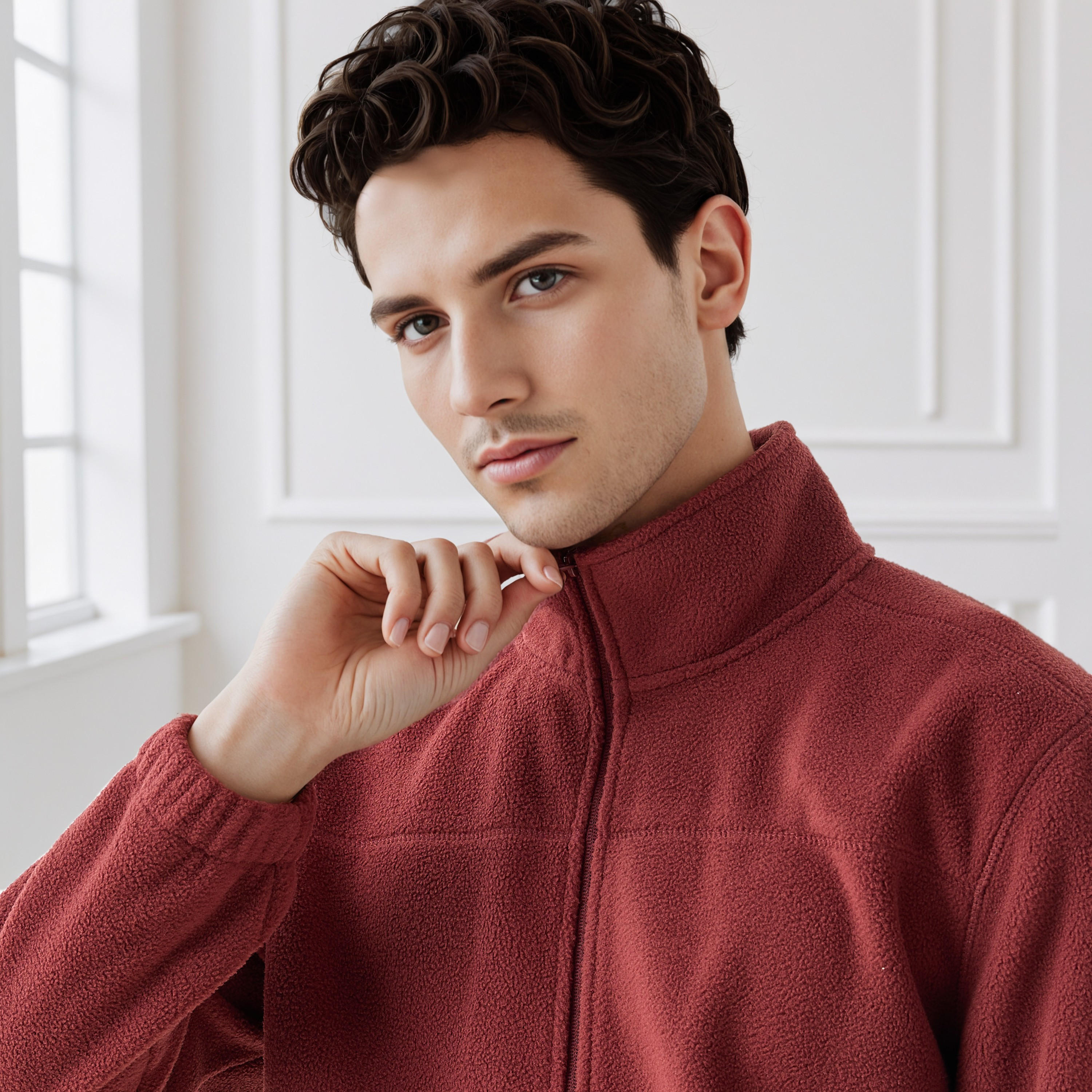 Men Regular Fit High Neck Fleece Jacket-men-clothing-jacketsandblazers-jackets-image-5