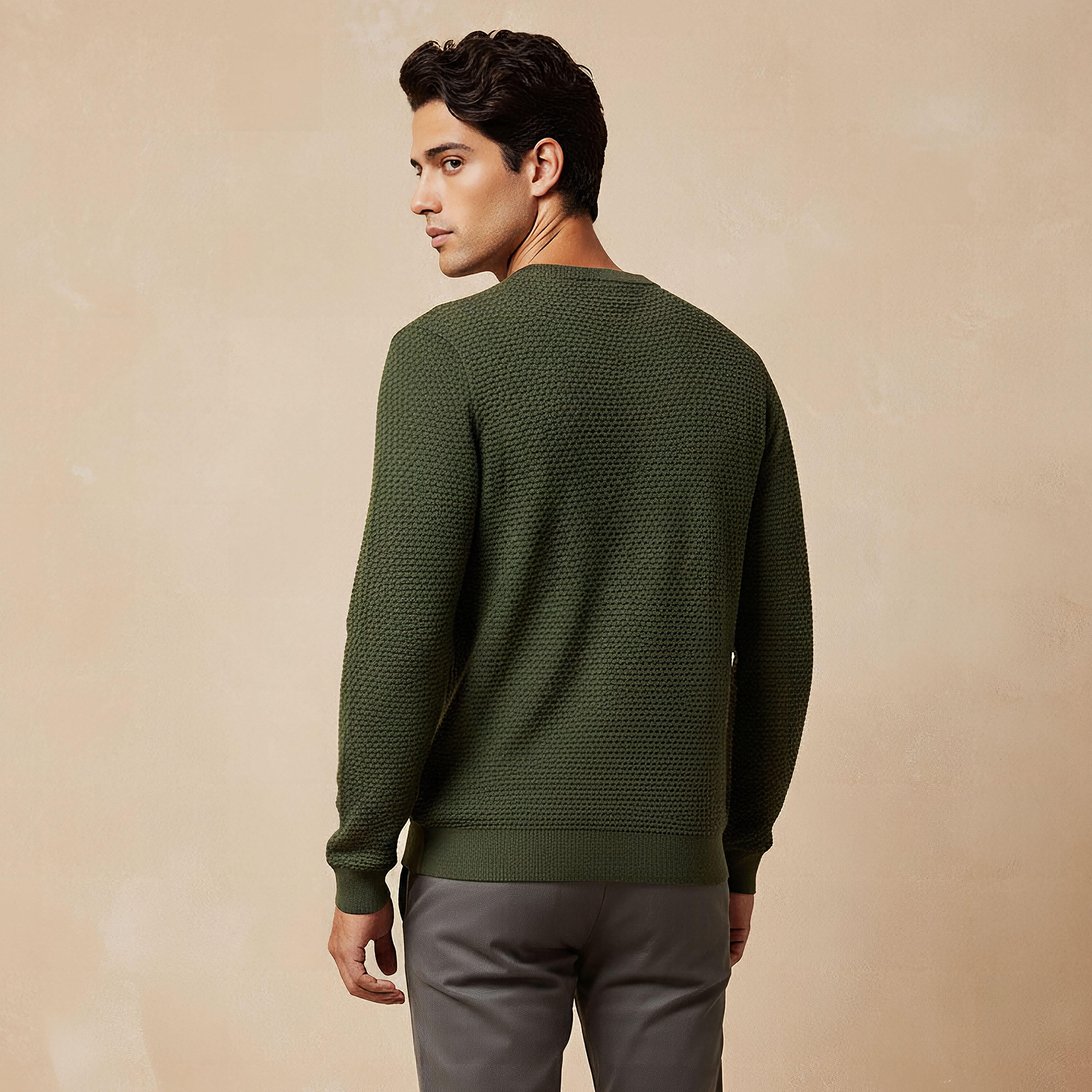 Men Crew Neck Textured Sweater-men-clothing-sweatersandpullovers-image-3