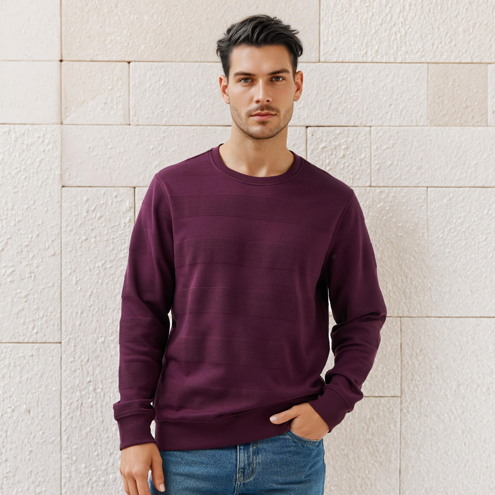 Ottoman Textured Sweatshirt-men-winterwear-hoodiesandsweatshirts-image-1