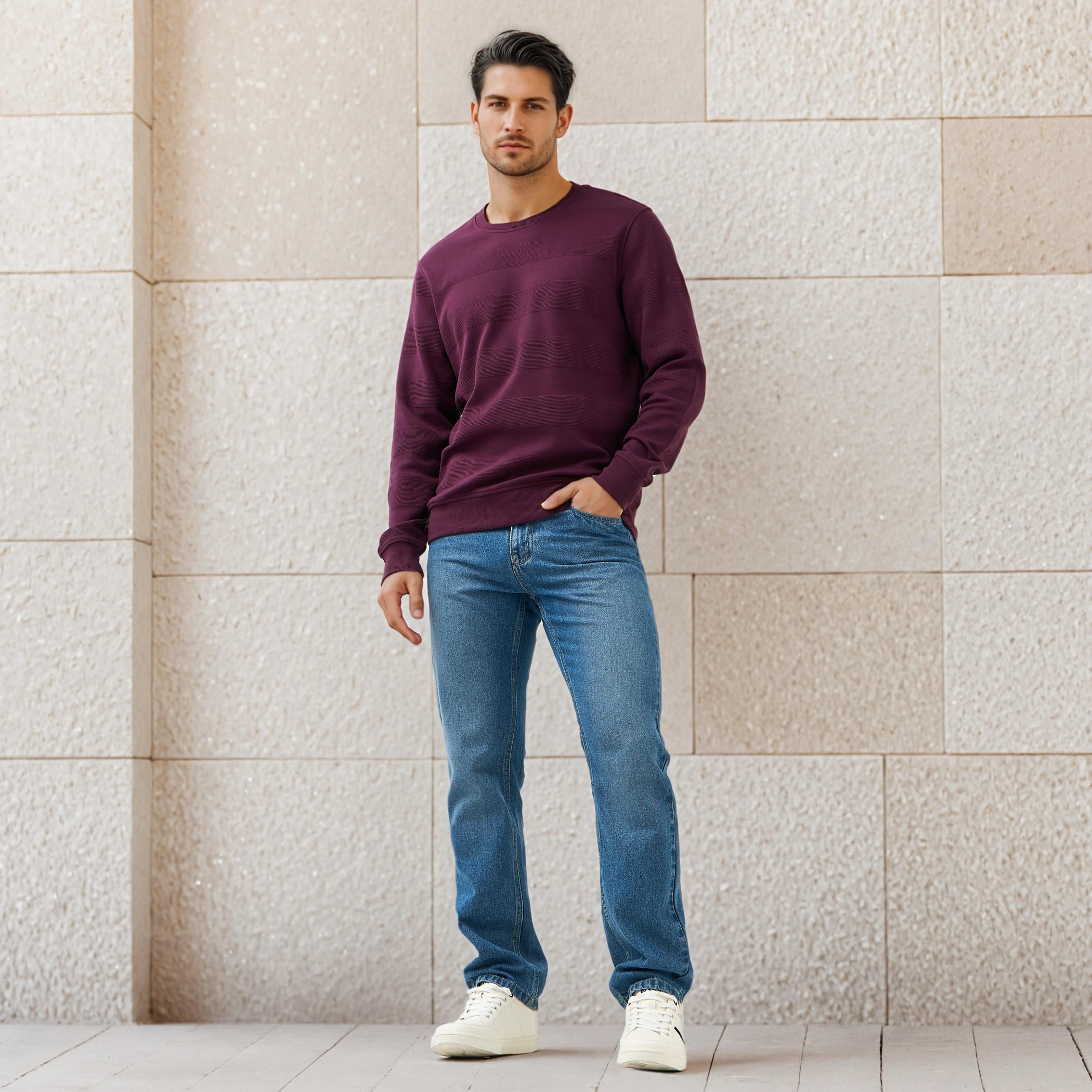 Ottoman Textured Sweatshirt-men-winterwear-hoodiesandsweatshirts-image-2