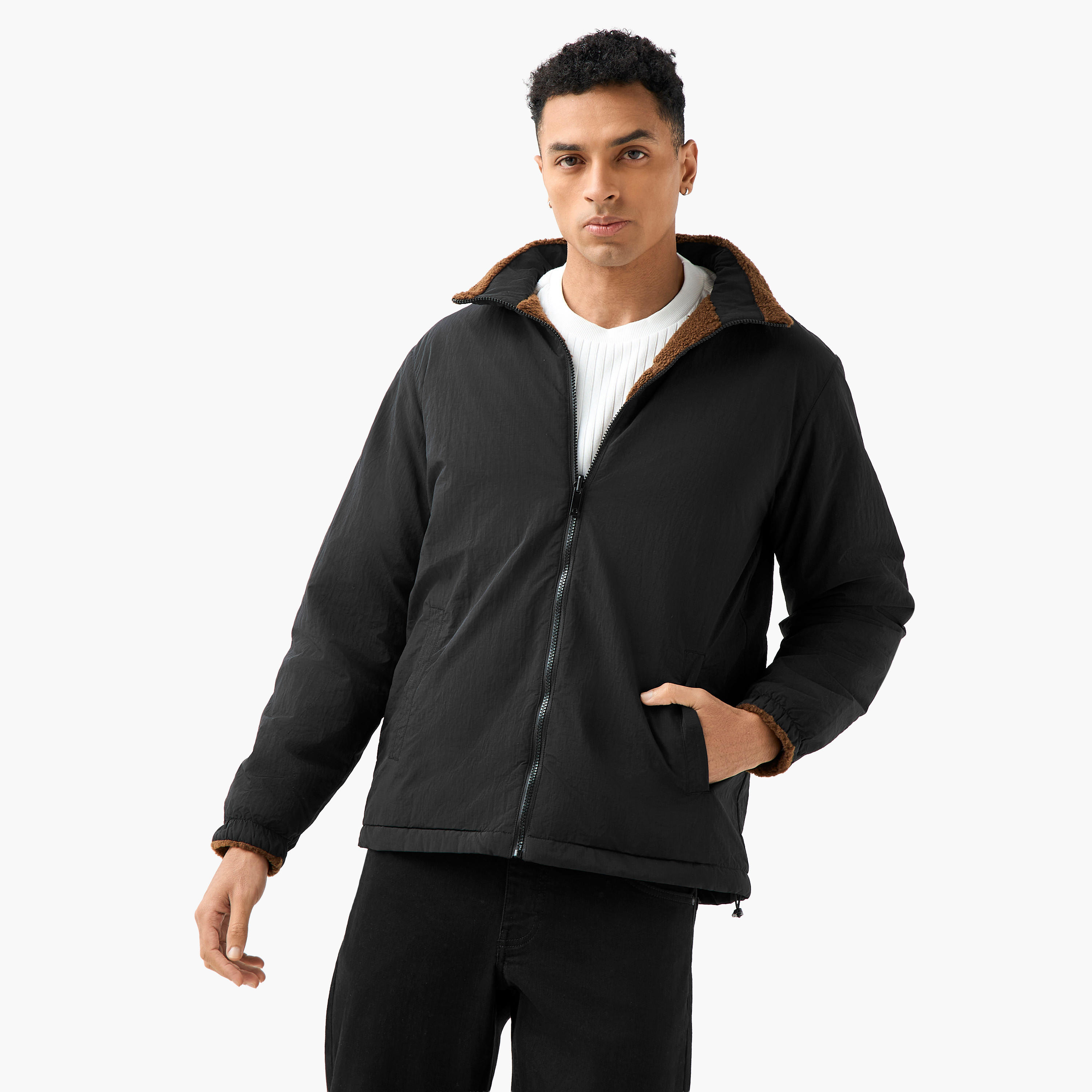 Men Regular Fit Reversible Fleece Jacket-men-clothing-jacketsandblazers-jackets-image-2