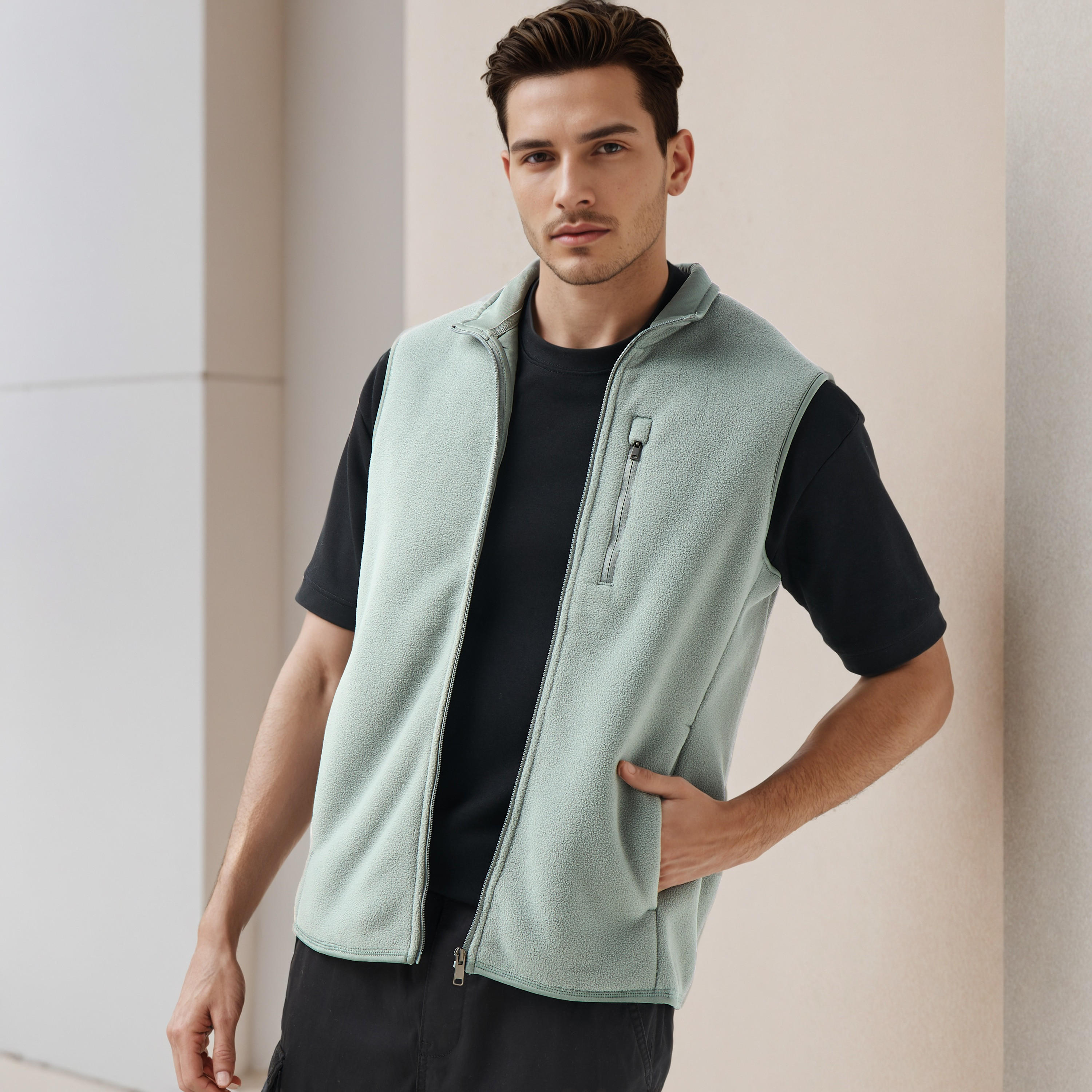 جاكيت رجالي دون أكمام بقصة عادية وياقة عالية-men-clothing-jacketsandblazers-jackets-image-7