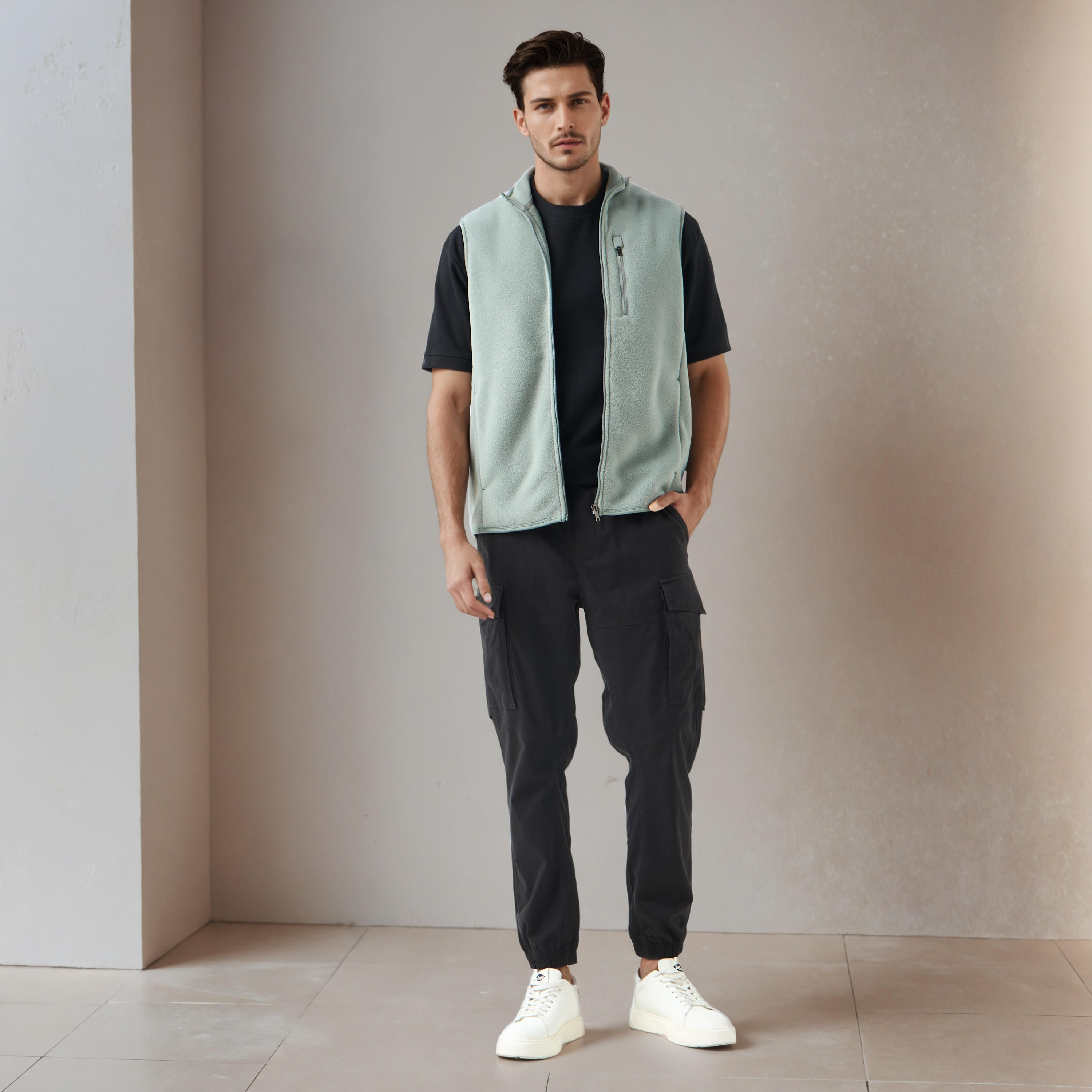 Men Regular Fit High Neck Sleeveless Jacket-men-clothing-jacketsandblazers-jackets-image-2