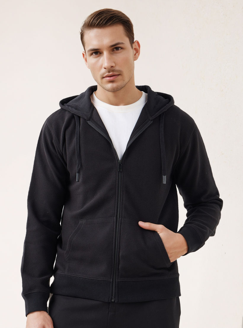 هودي مزيج قطني بقصة عادية بارز الملمس على شكل وافل للرجال-men-winterwear-hoodiesandsweatshirts-image-1