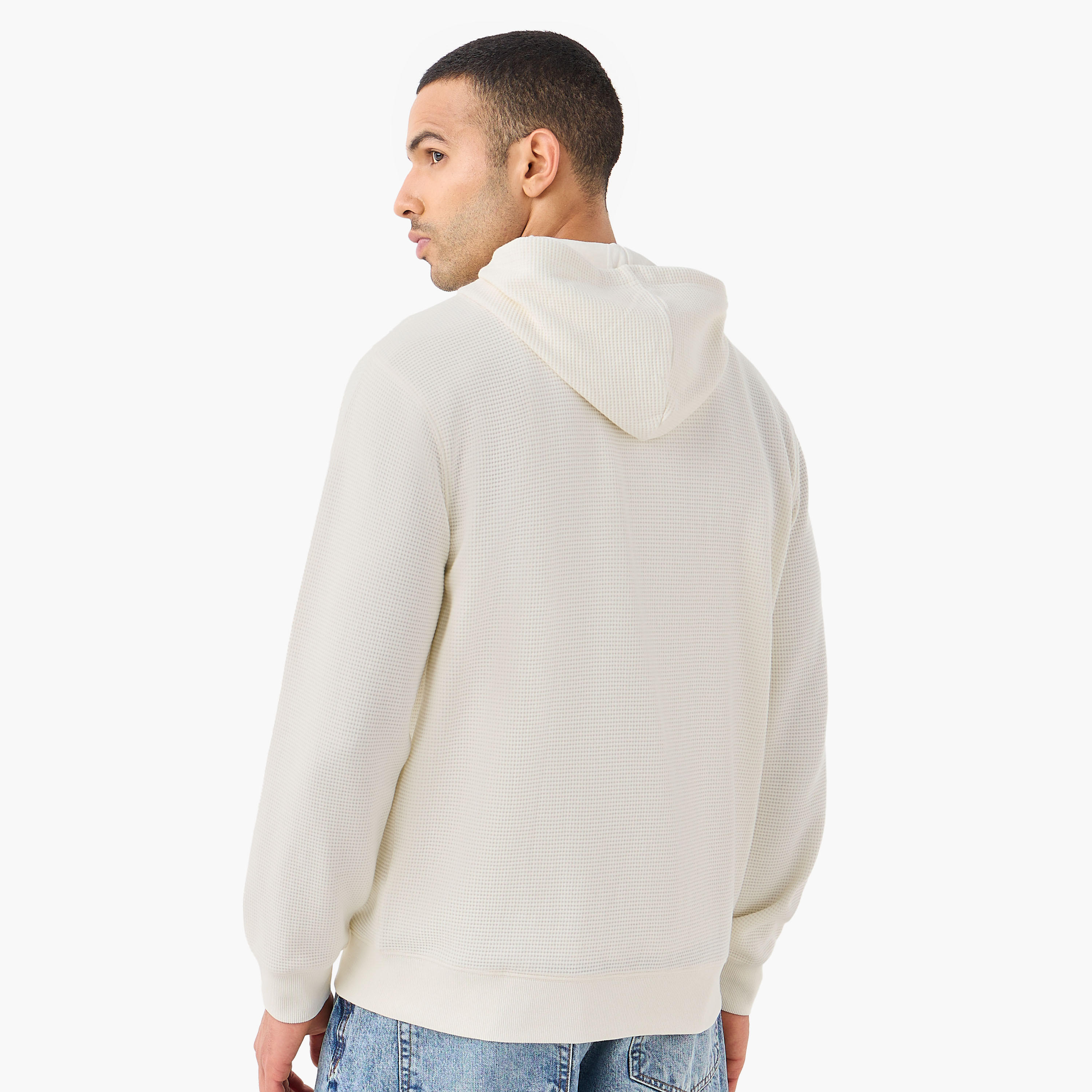 Men Regular Fit Waffle Textured Cotton Blend Hoodie-men-winterwear-hoodiesandsweatshirts-image-3