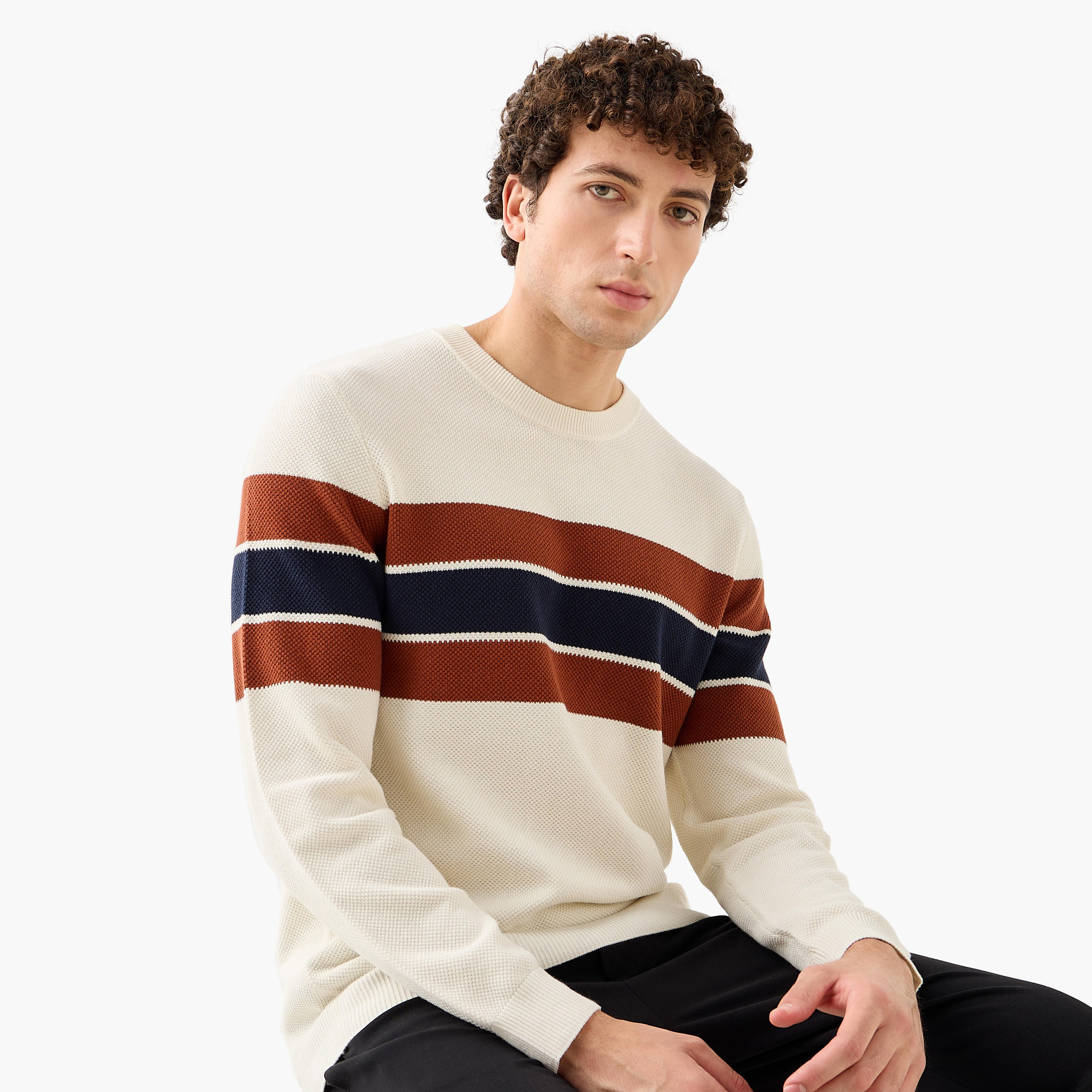 Men Crew Neck Striped Sweater-men-clothing-sweatersandpullovers-image-1