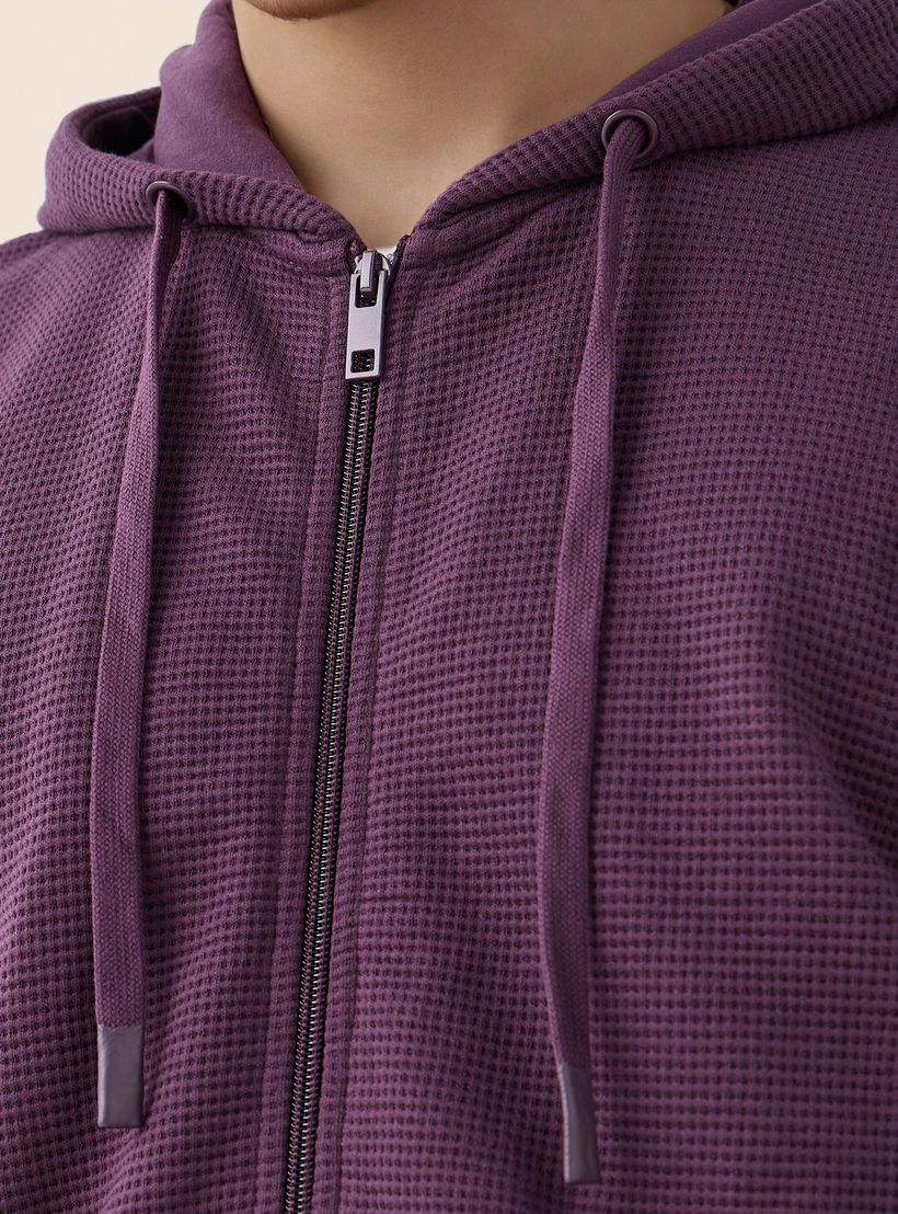 هودي مزيج قطني بقصة عادية بارز الملمس على شكل وافل للرجال-men-winterwear-hoodiesandsweatshirts-image-5