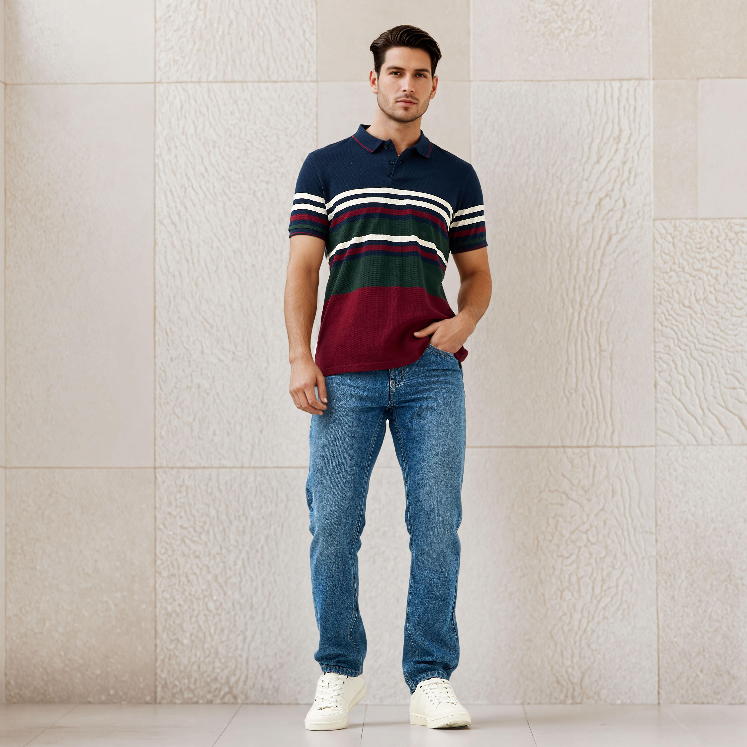 تيشيرت بولو بيكيه مقلم-men-clothing-tshirtsandpolos-polos-image-2