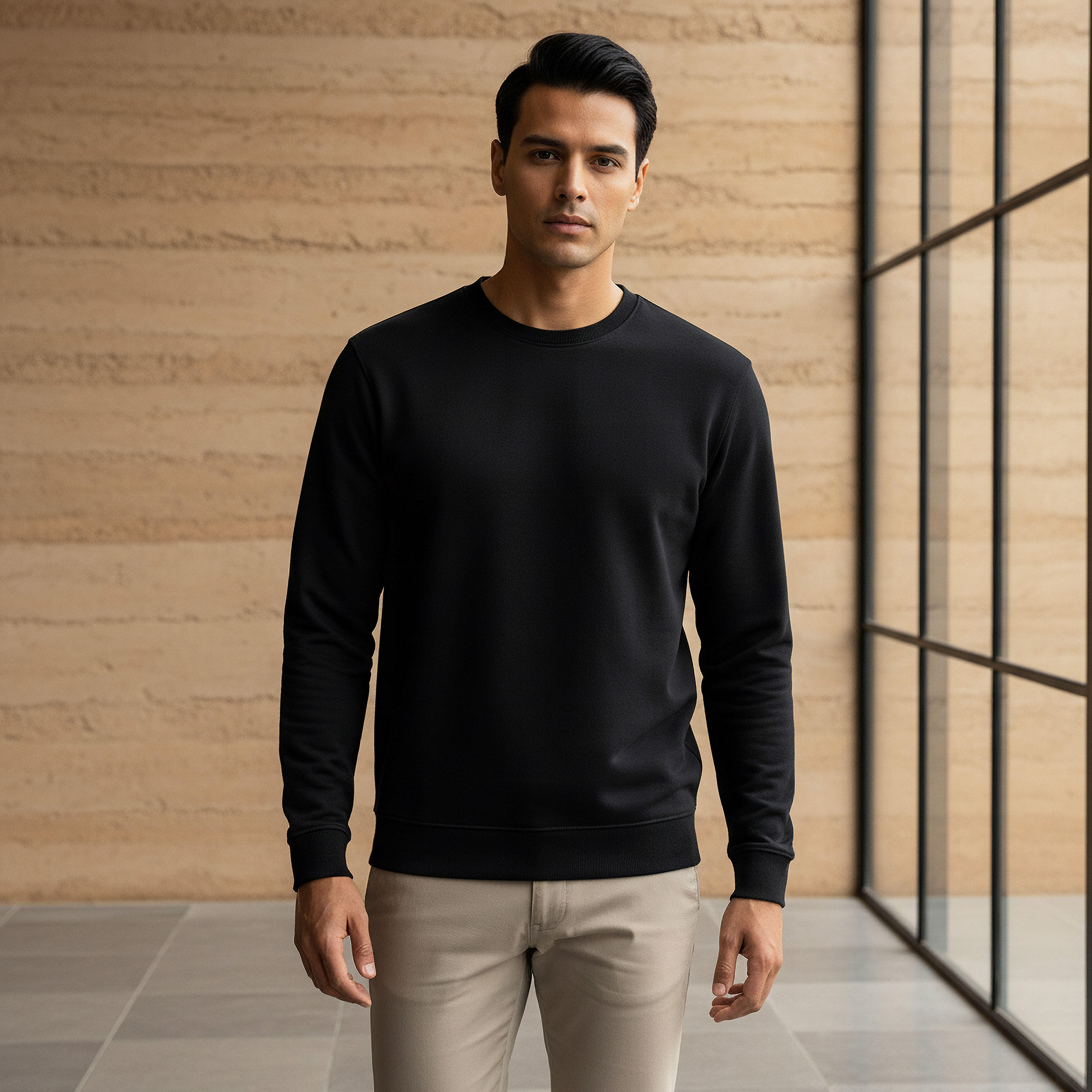 Men Regular Fit Crew Neck Sweatshirt-men-winterwear-hoodiesandsweatshirts-image-1