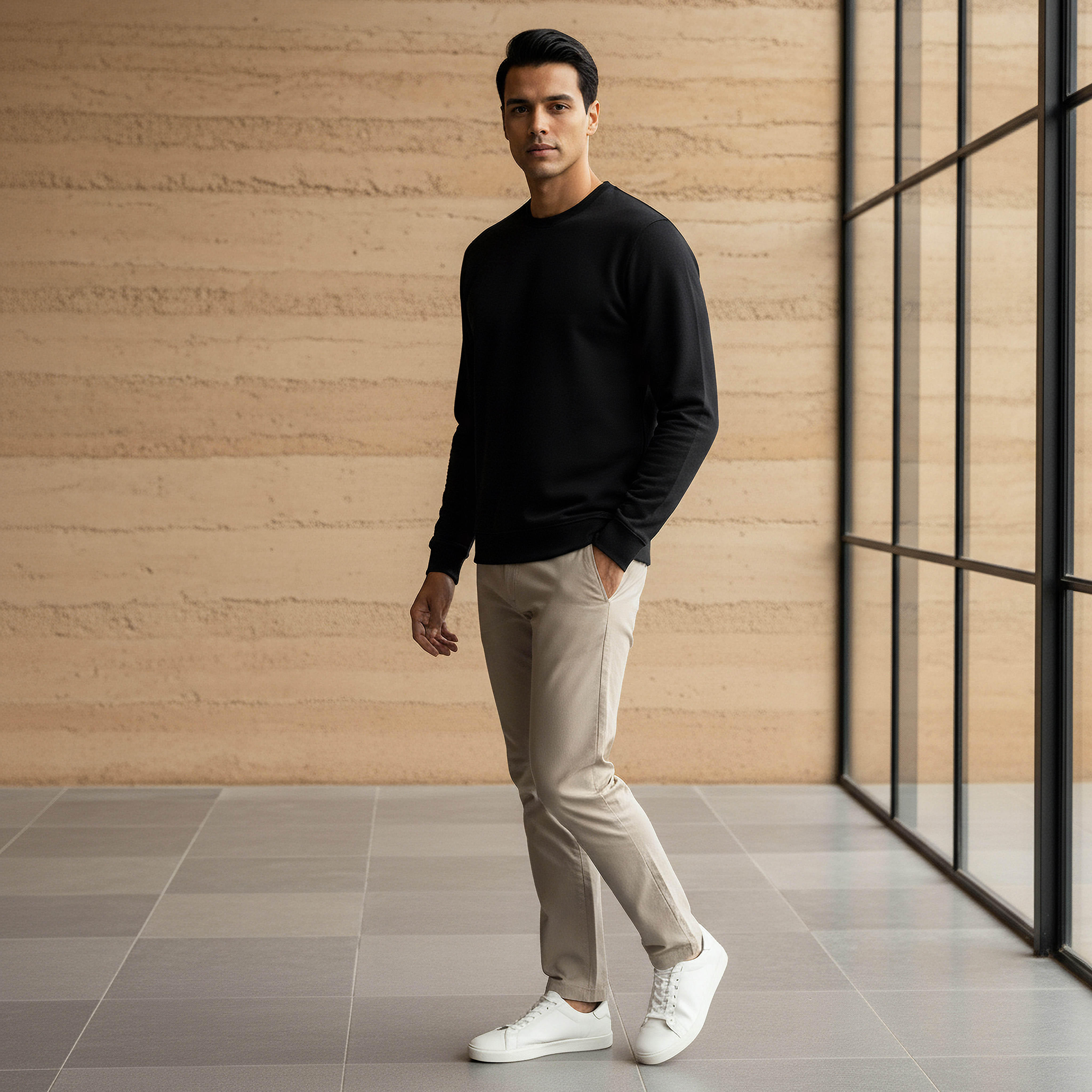 Men Regular Fit Crew Neck Sweatshirt-men-winterwear-hoodiesandsweatshirts-image-2