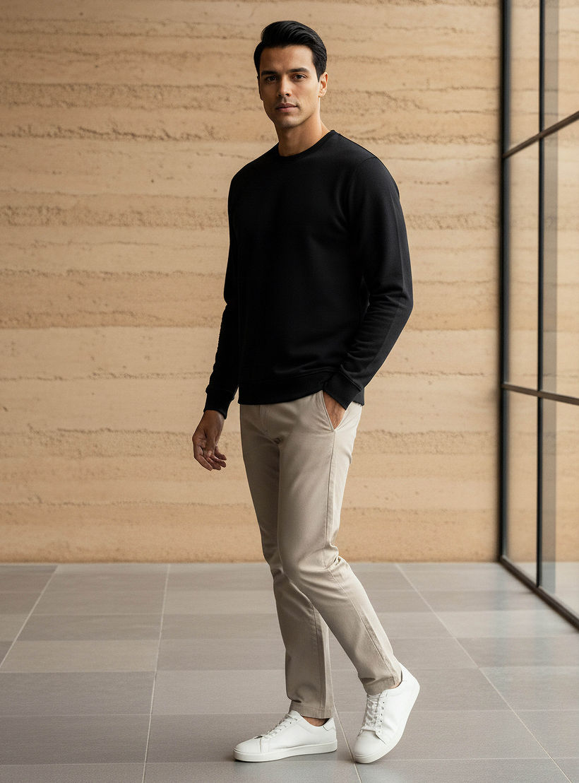 Men Regular Fit Crew Neck Sweatshirt-men-winterwear-hoodiesandsweatshirts-image-2