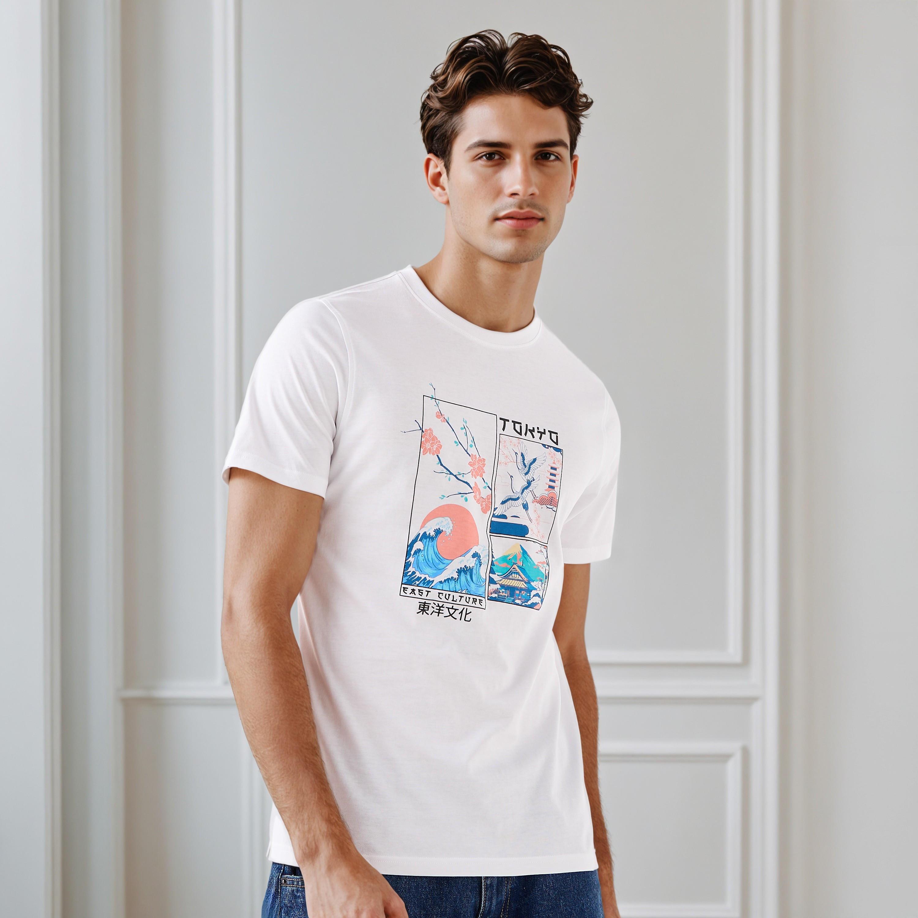 Men's Slim Fit Crew Neck Short Sleeve Sketch Print T-shirt-men-clothing-tshirtsandpolos-tshirts-image-1