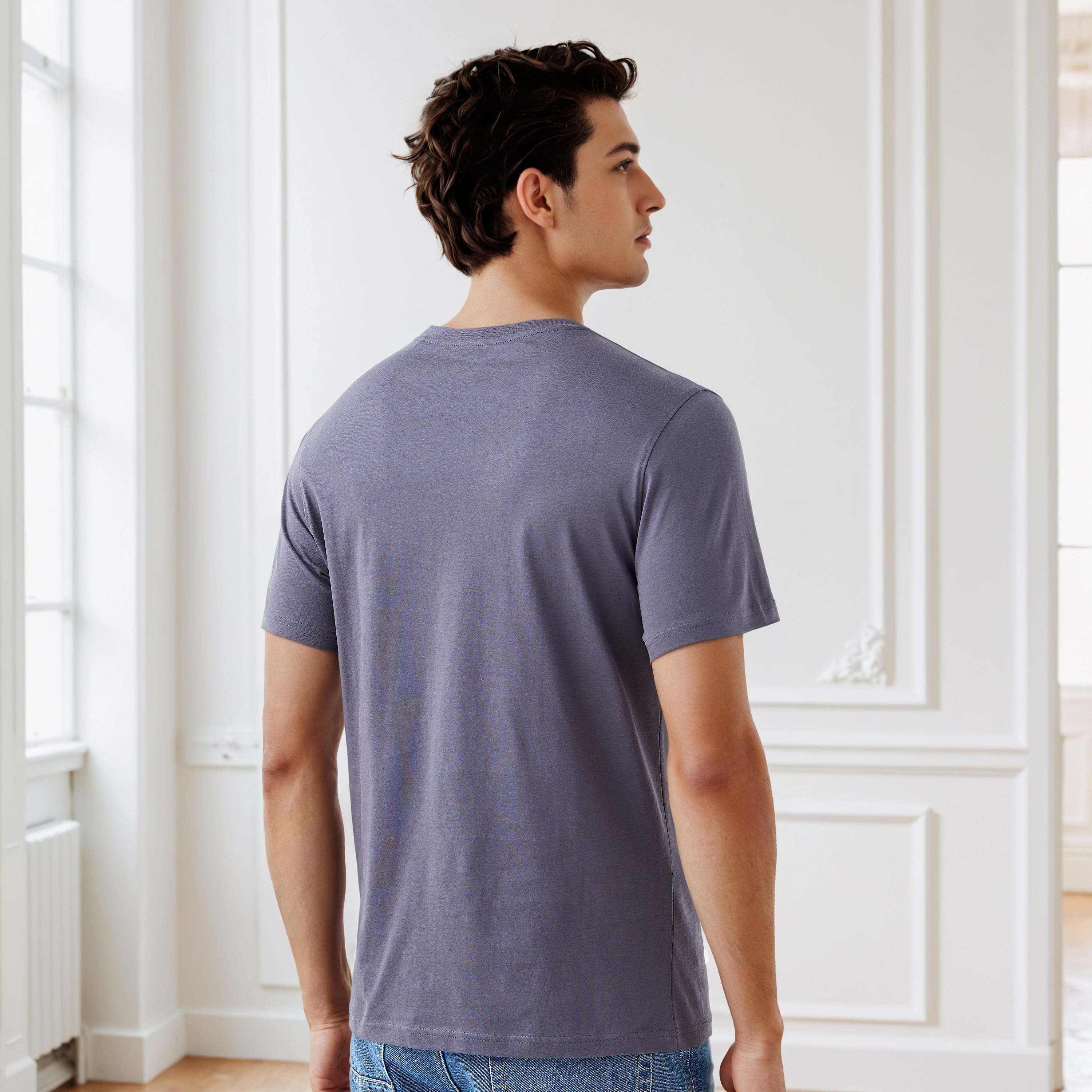 Men Slim Fit Crew Neck Short Sleeves Sketch Print T-shirt-men-clothing-tshirtsandpolos-tshirts-image-3