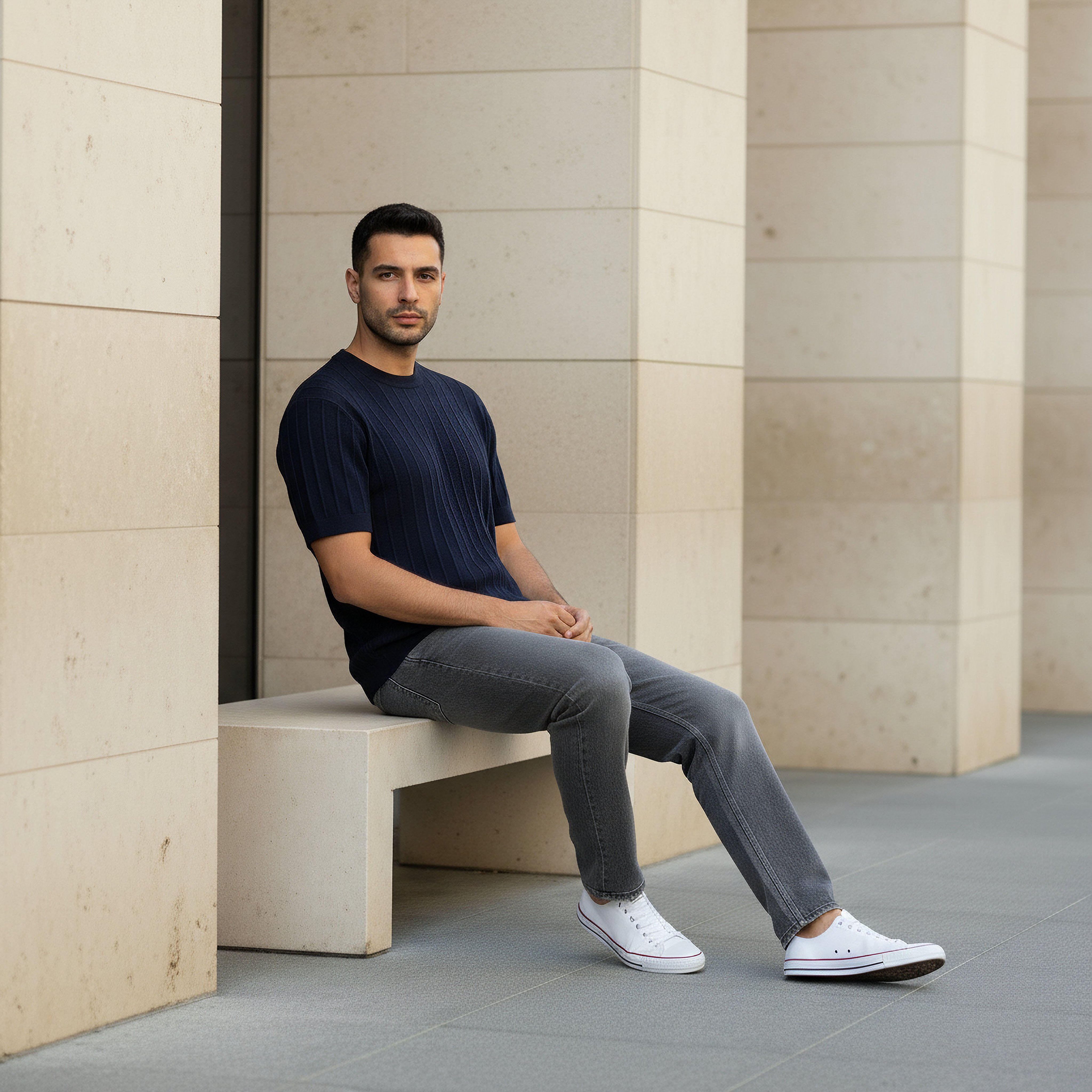 Men Regular Fit Crew Neck Short Sleeve Knit Textured T-shirt-men-clothing-tshirtsandpolos-tshirts-image-5