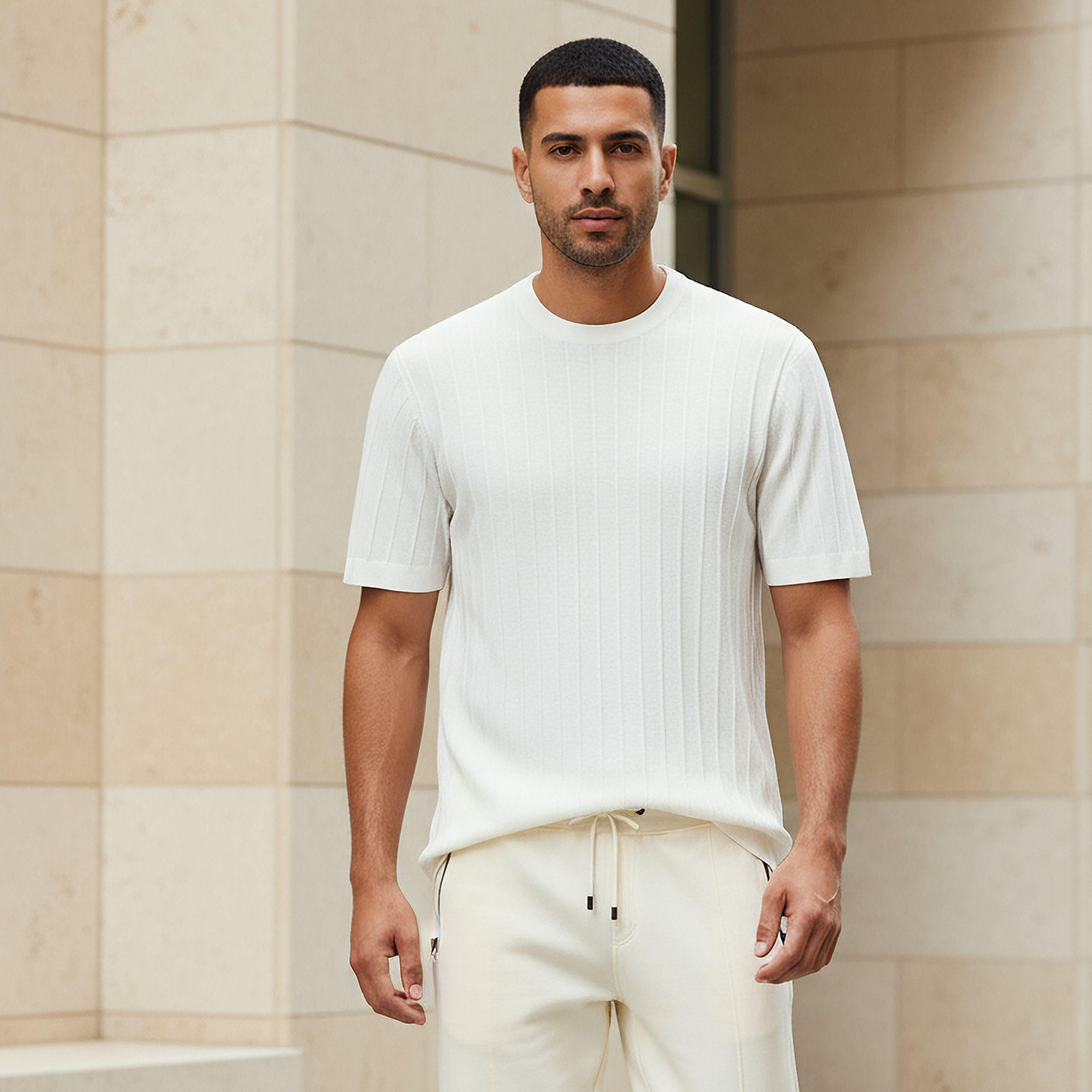 Men Regular Fit Crew Neck Short Sleeve Knit Textured T-shirt-men-clothing-tshirtsandpolos-tshirts-image-1