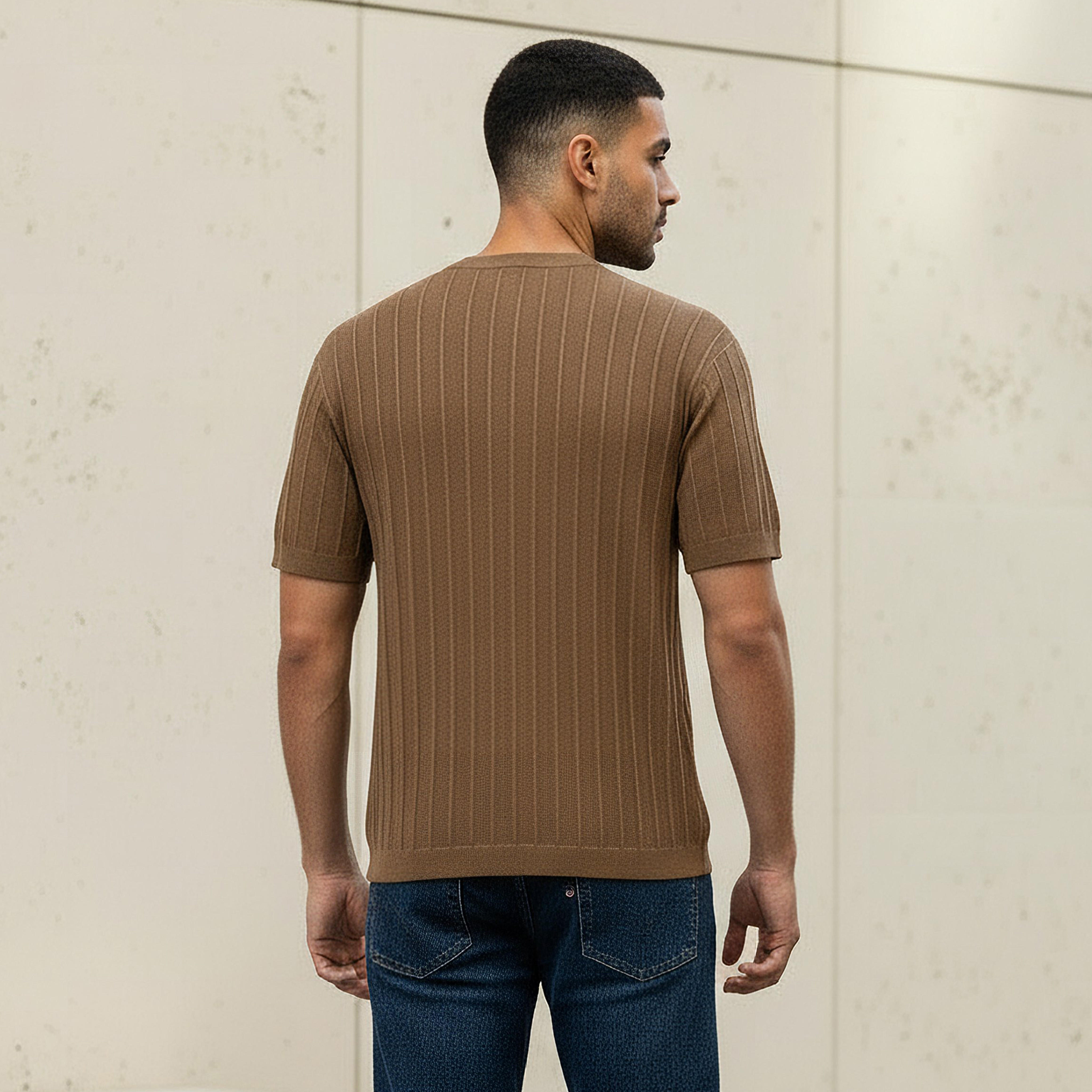 Men Regular Fit Crew Neck Short Sleeve Knit Textured T-shirt-men-clothing-tshirtsandpolos-tshirts-image-3