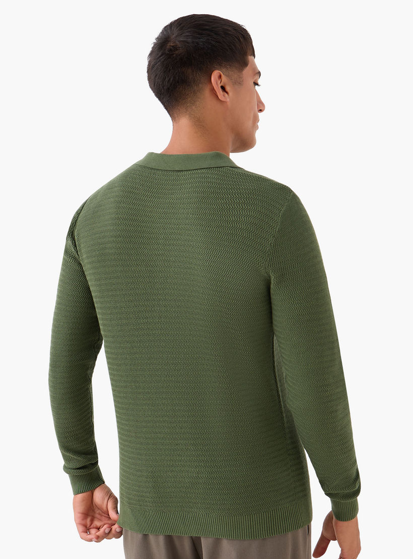Men Long Sleeves Knit Textured Polo T-shirt-men-clothing-tshirtsandpolos-polos-image-3