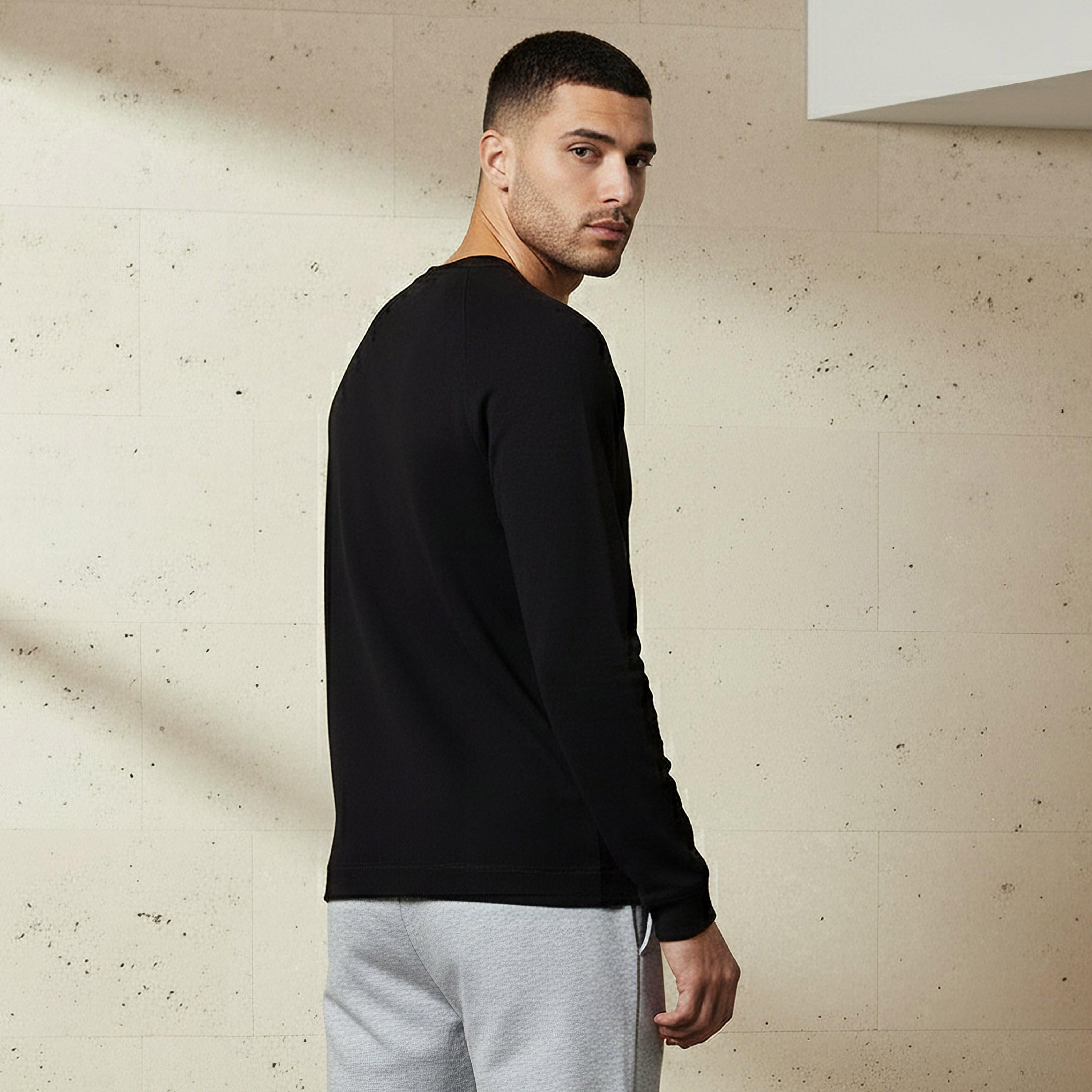 Men Regular Fit Crew Neck Long Sleeve Textured T-shirt-men-clothing-tshirtsandpolos-tshirts-image-3