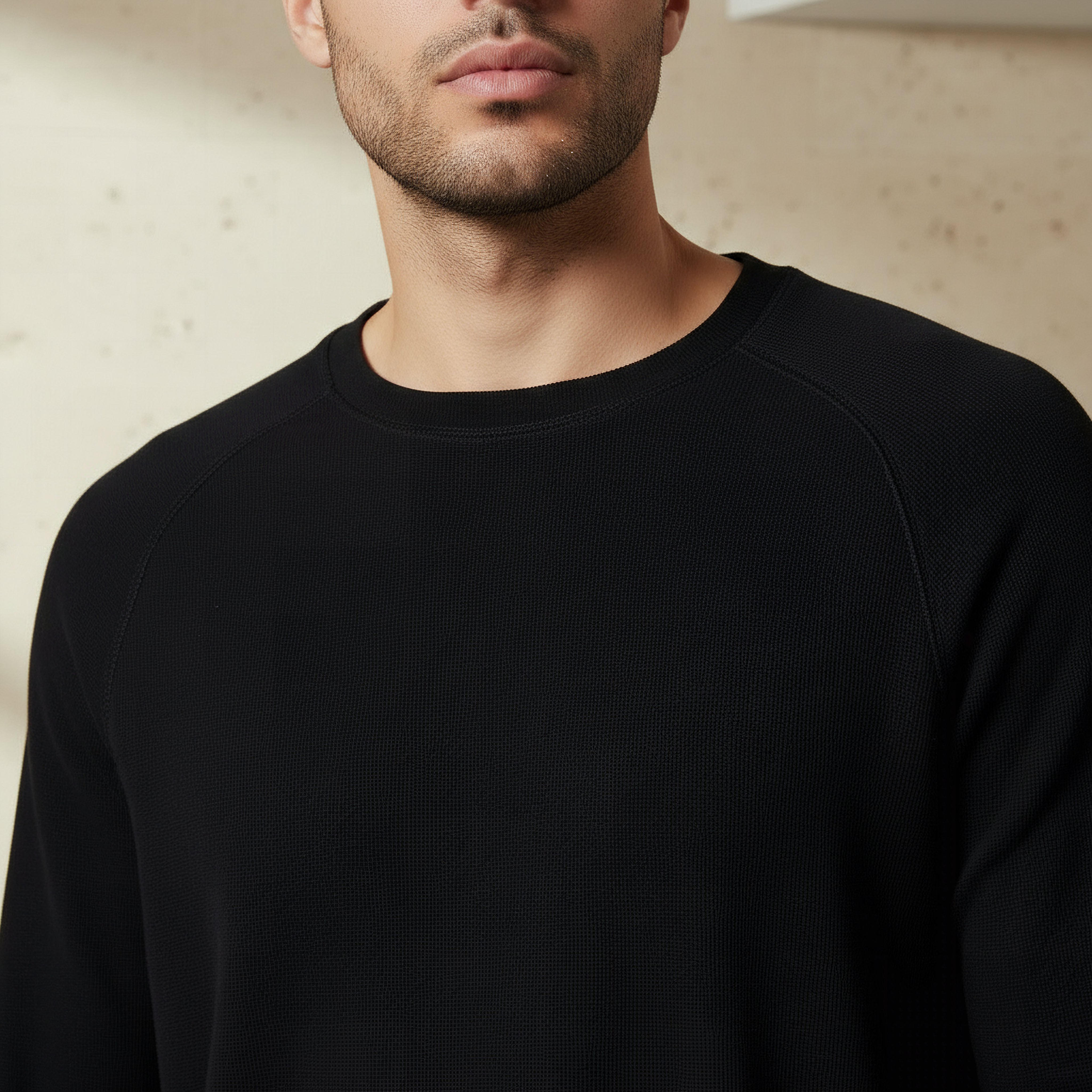 Men Regular Fit Crew Neck Long Sleeve Textured T-shirt-men-clothing-tshirtsandpolos-tshirts-image-4