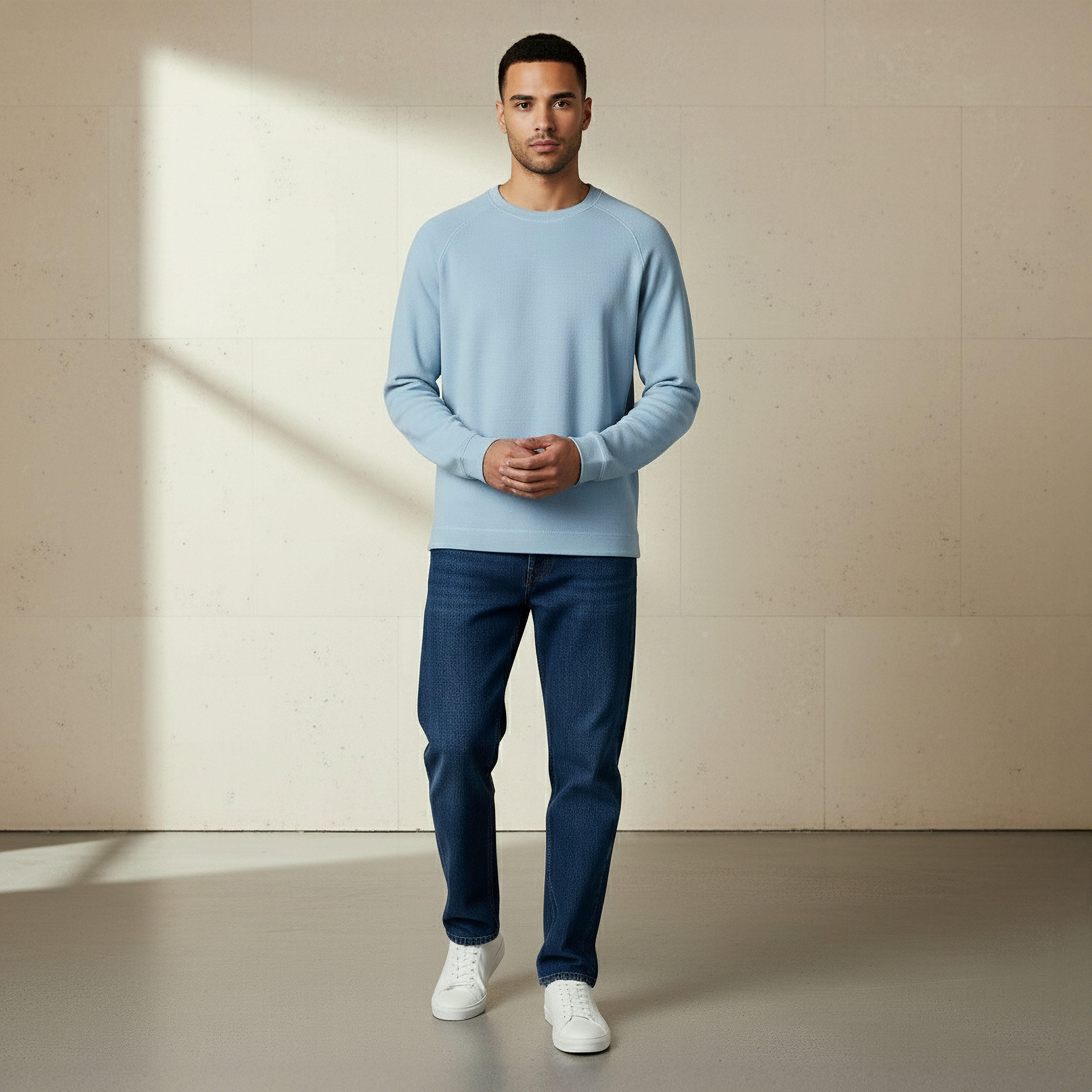 Men Regular Fit Crew Neck Long Sleeve Textured T-shirt-men-clothing-tshirtsandpolos-tshirts-image-2