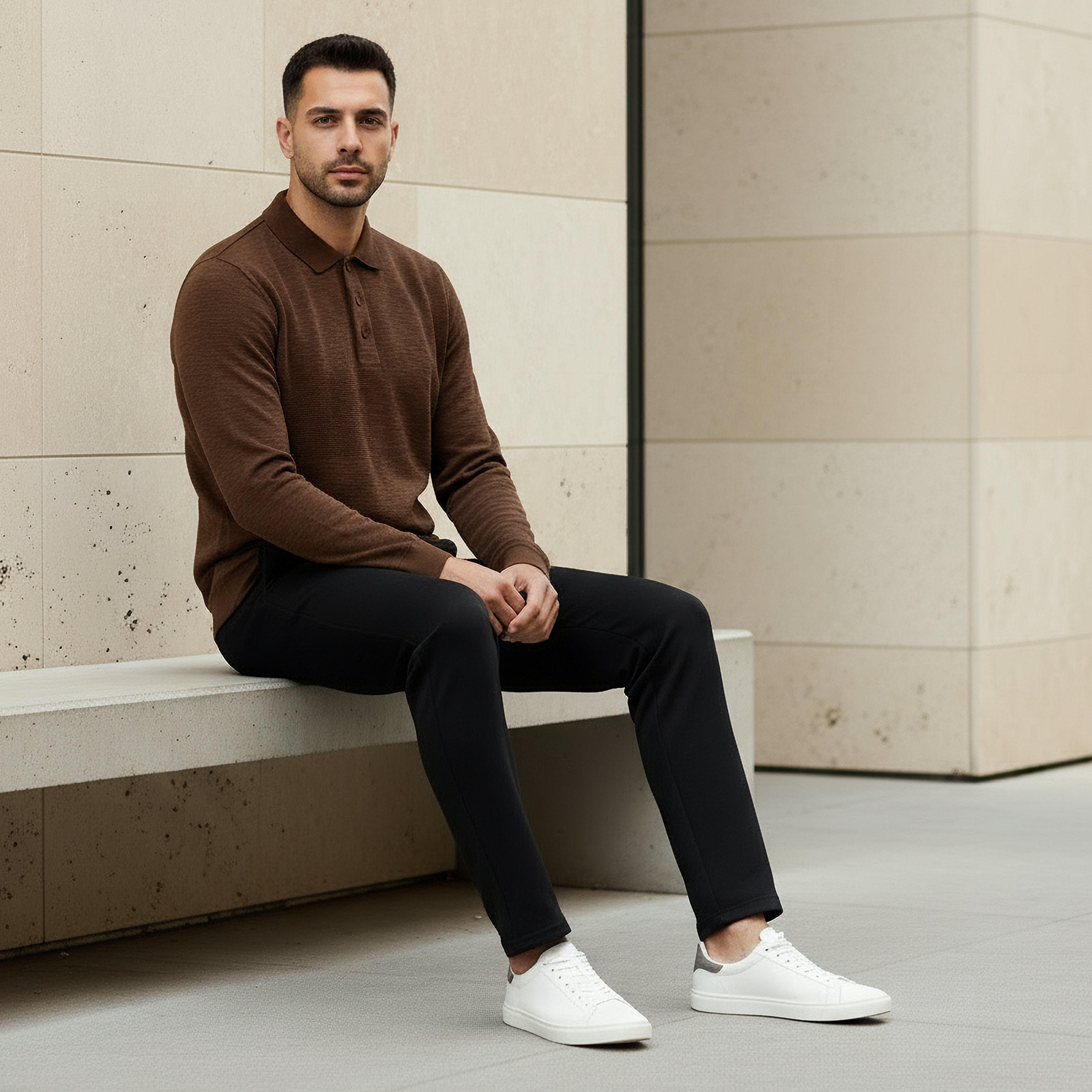 Men Long Sleeves Textured Polo T-shirt-men-clothing-tshirtsandpolos-polos-image-2