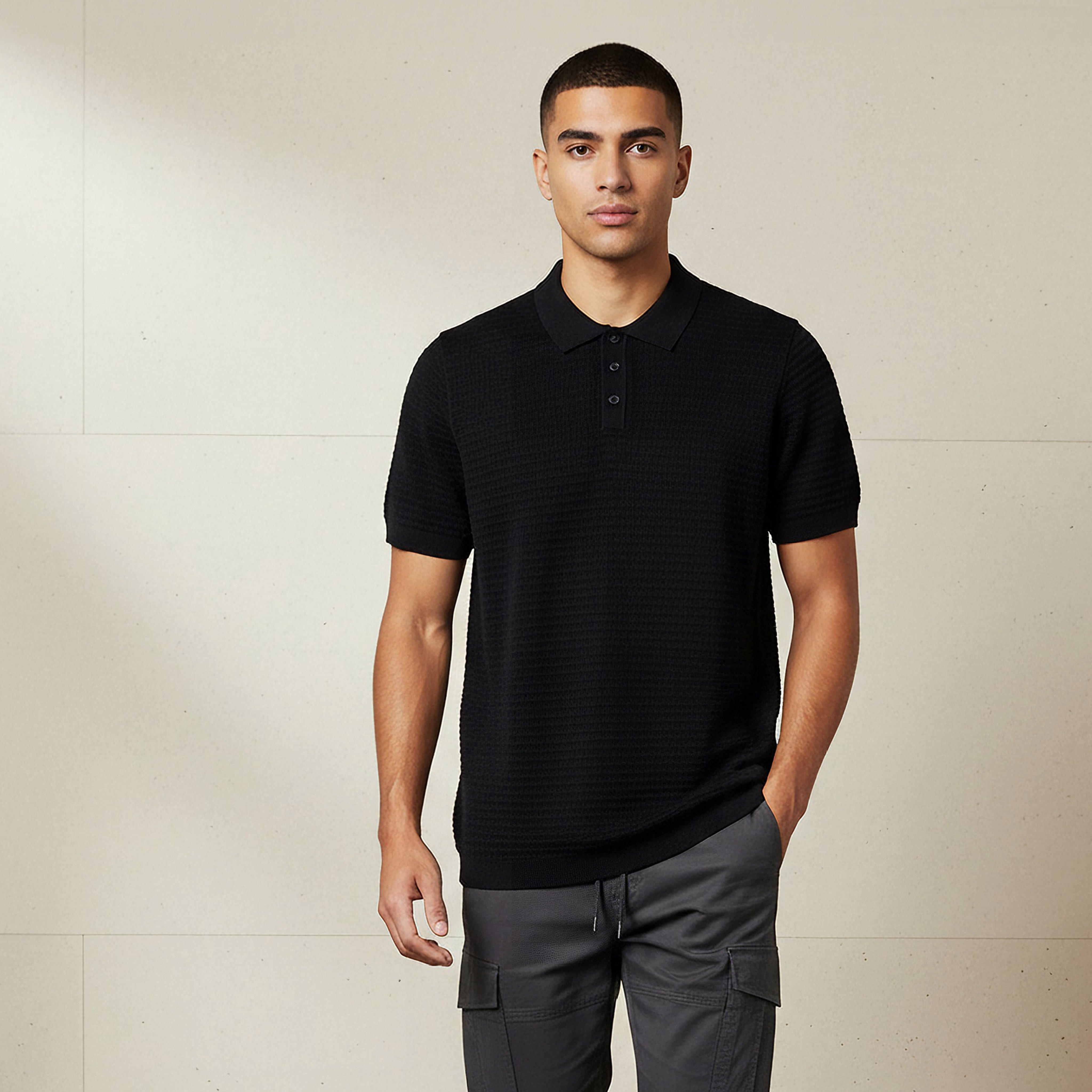 Men Short Sleeves Textured Polo T-shirt-men-clothing-tshirtsandpolos-polos-image-1