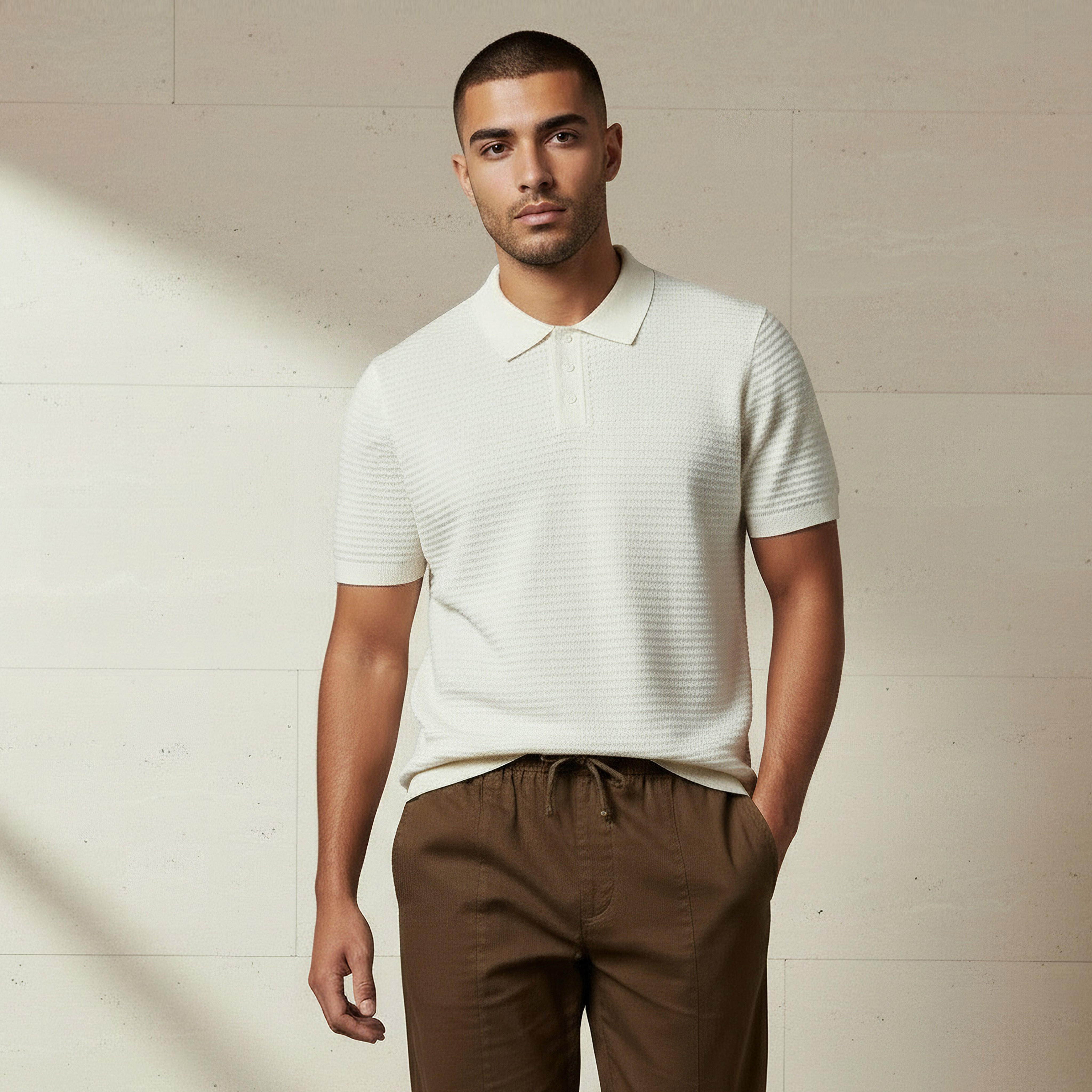 Men Short Sleeves Textured Polo T-shirt-men-clothing-tshirtsandpolos-polos-image-1