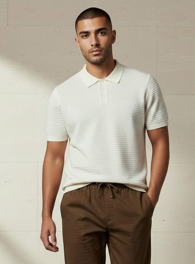 Men Short Sleeves Textured Polo T-shirt-men-clothing-tshirtsandpolos-polos-image-1