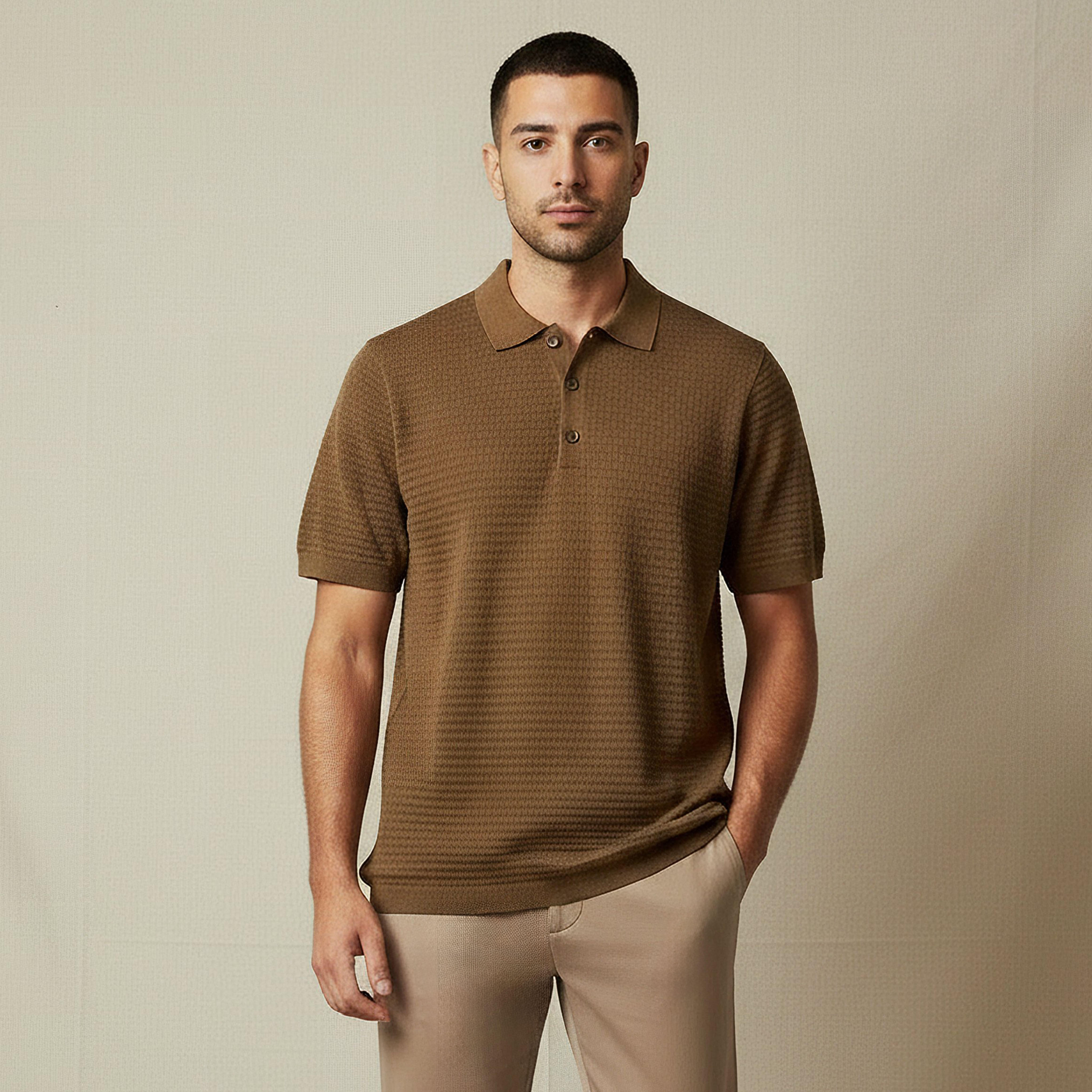 Men Short Sleeves Textured Polo T-shirt-men-clothing-tshirtsandpolos-polos-image-1