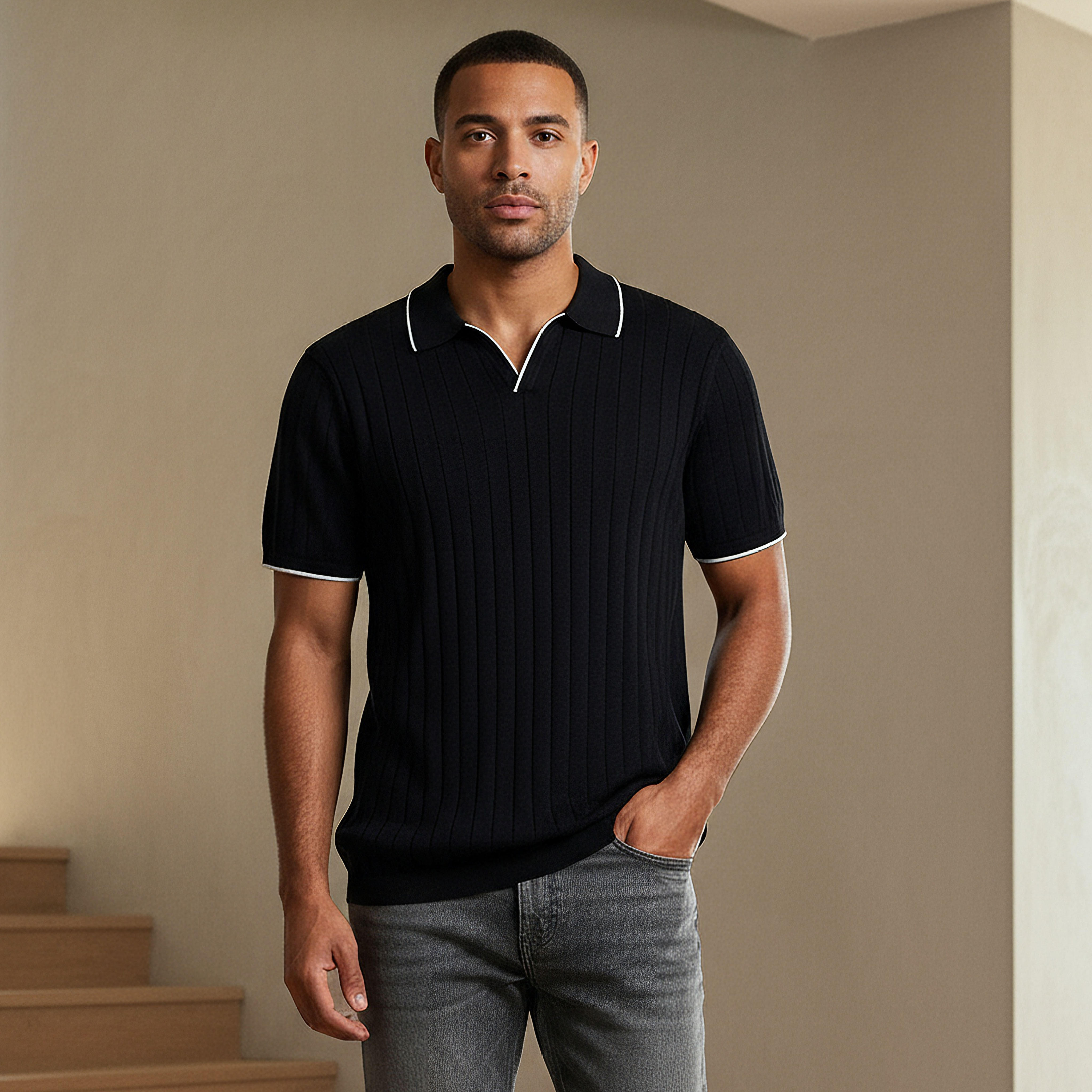 تيشيرت بولو مضلع بأكمام قصيرة للرجال-men-clothing-tshirtsandpolos-polos-image-1