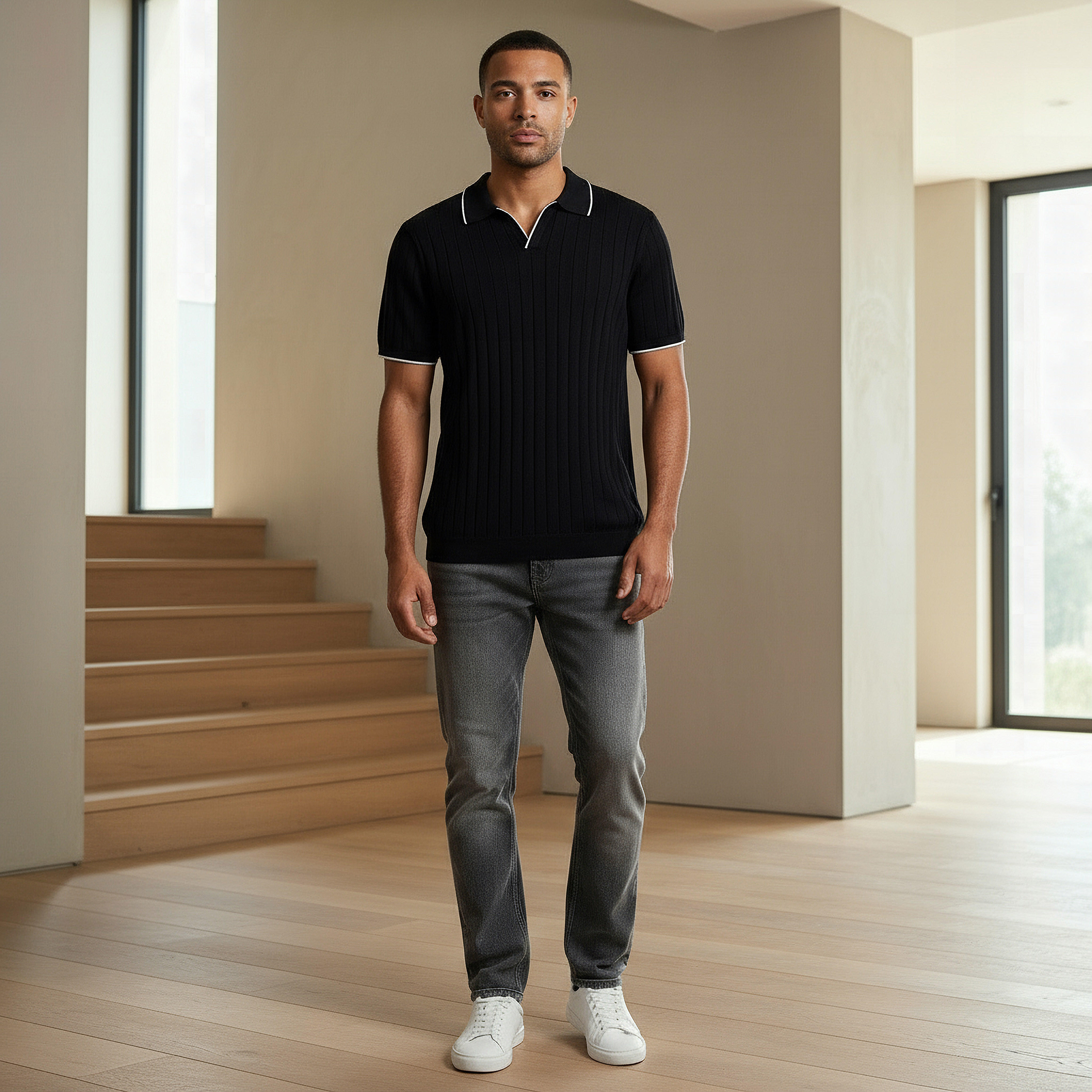 Men Short Sleeves Ribbed Polo T-shirt-men-clothing-tshirtsandpolos-polos-image-2